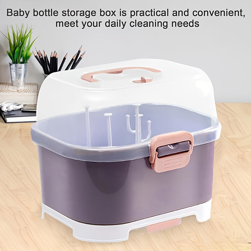 Grote Capaciteit Fleshouder Opbergdoos | Bestek Droogrek en Opbergruimte Draagbaar en Ruim met Deksel voor Thuis, Keuken