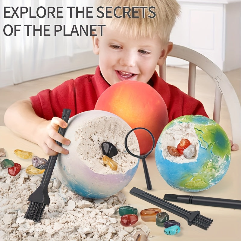 8-Planeten Opgravingskit – STEM Speelgoed met 25+ Edelstenen | Educatief Cadeau voor Kinderen 6–10 Jaar