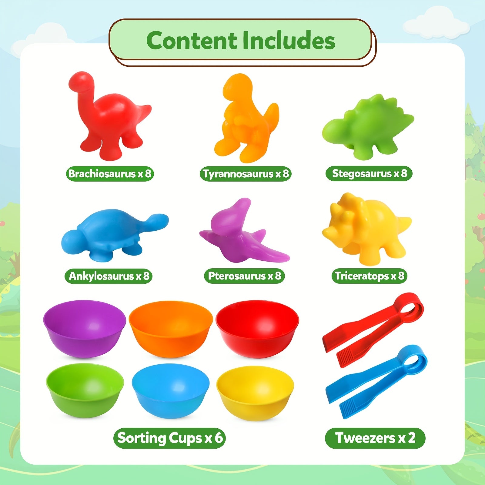 Dinosaurus STEM Leren Telspeelgoed | Kleuren Sorteren, Stapelen en Matchen Spellen Sensorische Activiteiten en Educatief Speelgoed