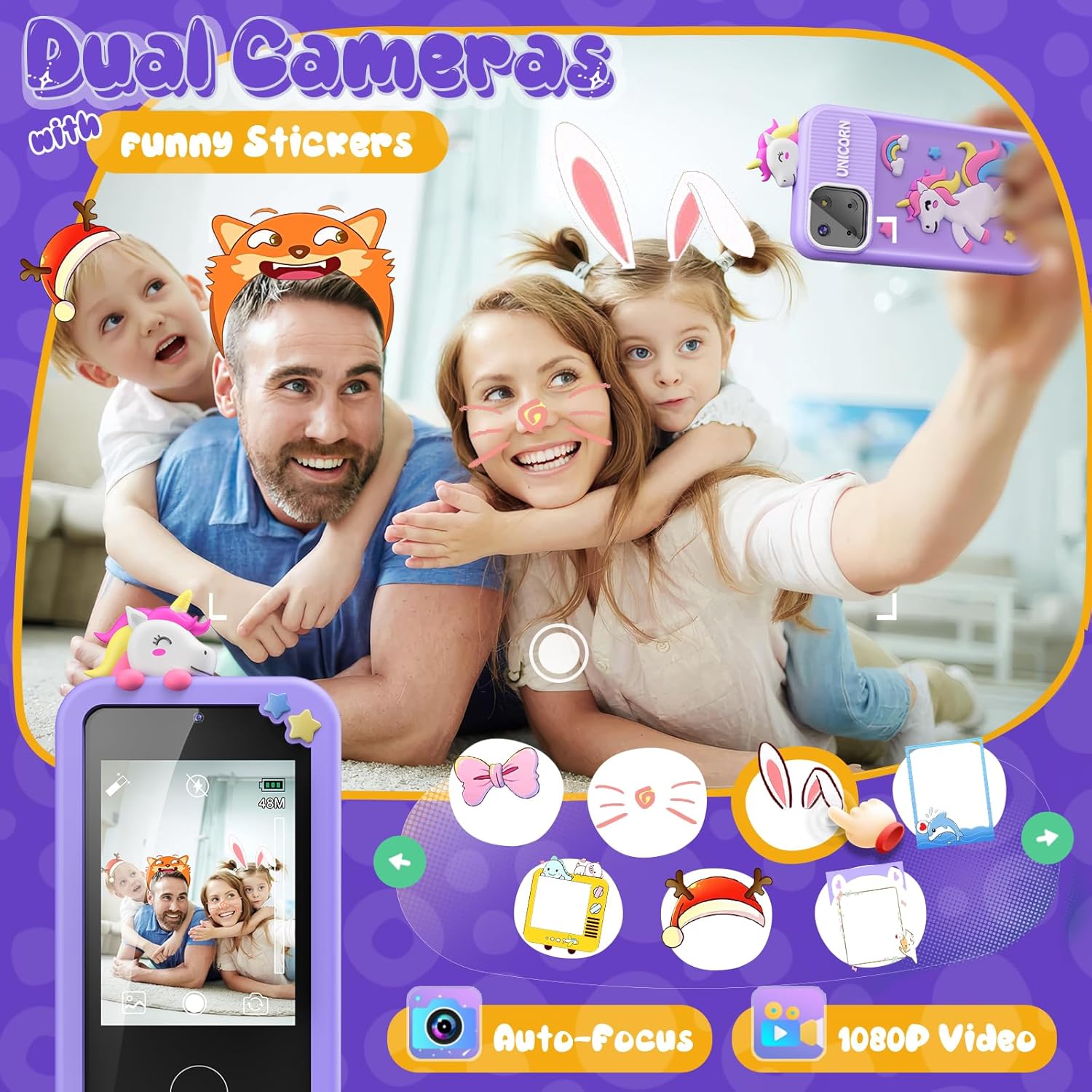 Kids Speelgoed Telefoon | Educatieve Mobiele Telefoon voor Jongens 3-9 Jaar | 16 Leerspellen | Camera & Muziekspeler | Kerstcadeau