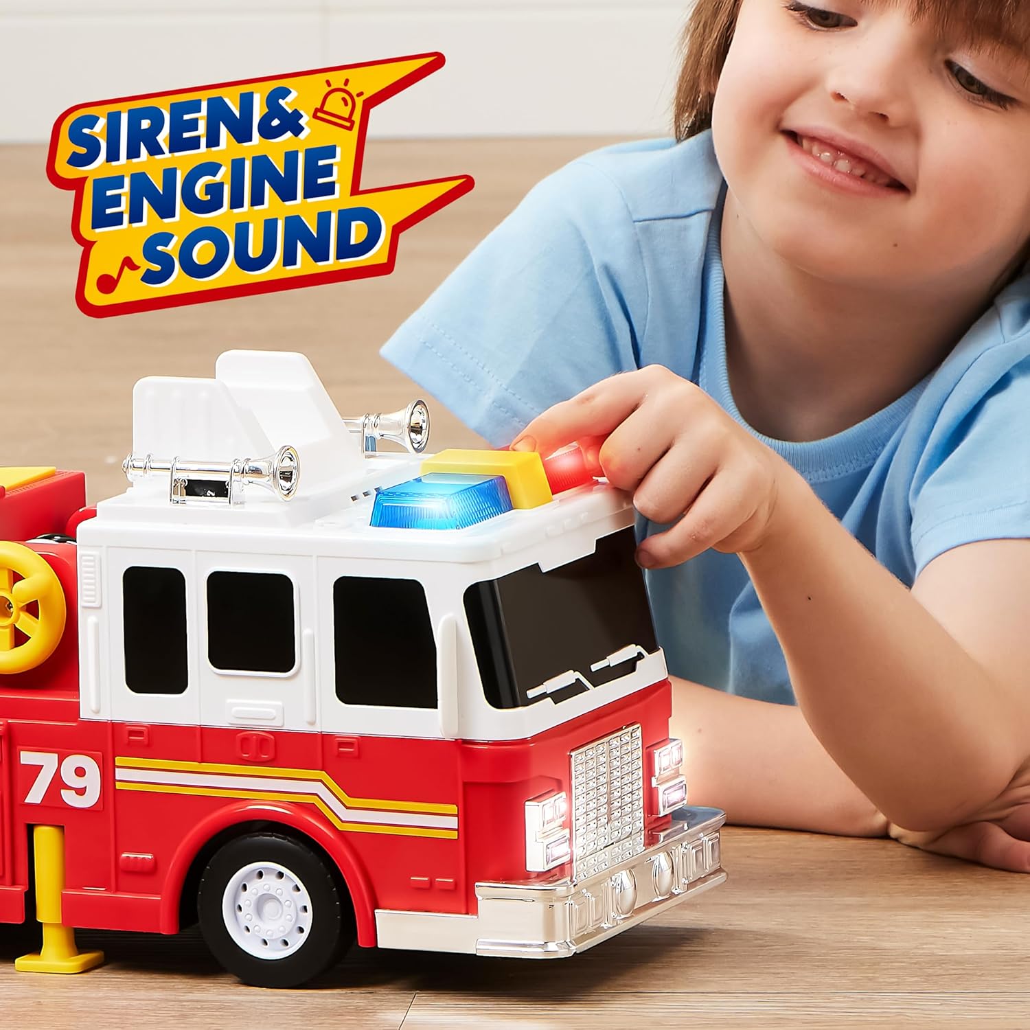 Extra Grote Brandweerwagen Speelgoed | 84 cm Ladder | Realistische Sirene & Licht | Brandweerauto Voor Peuters 3+ | Perfect Cadeau