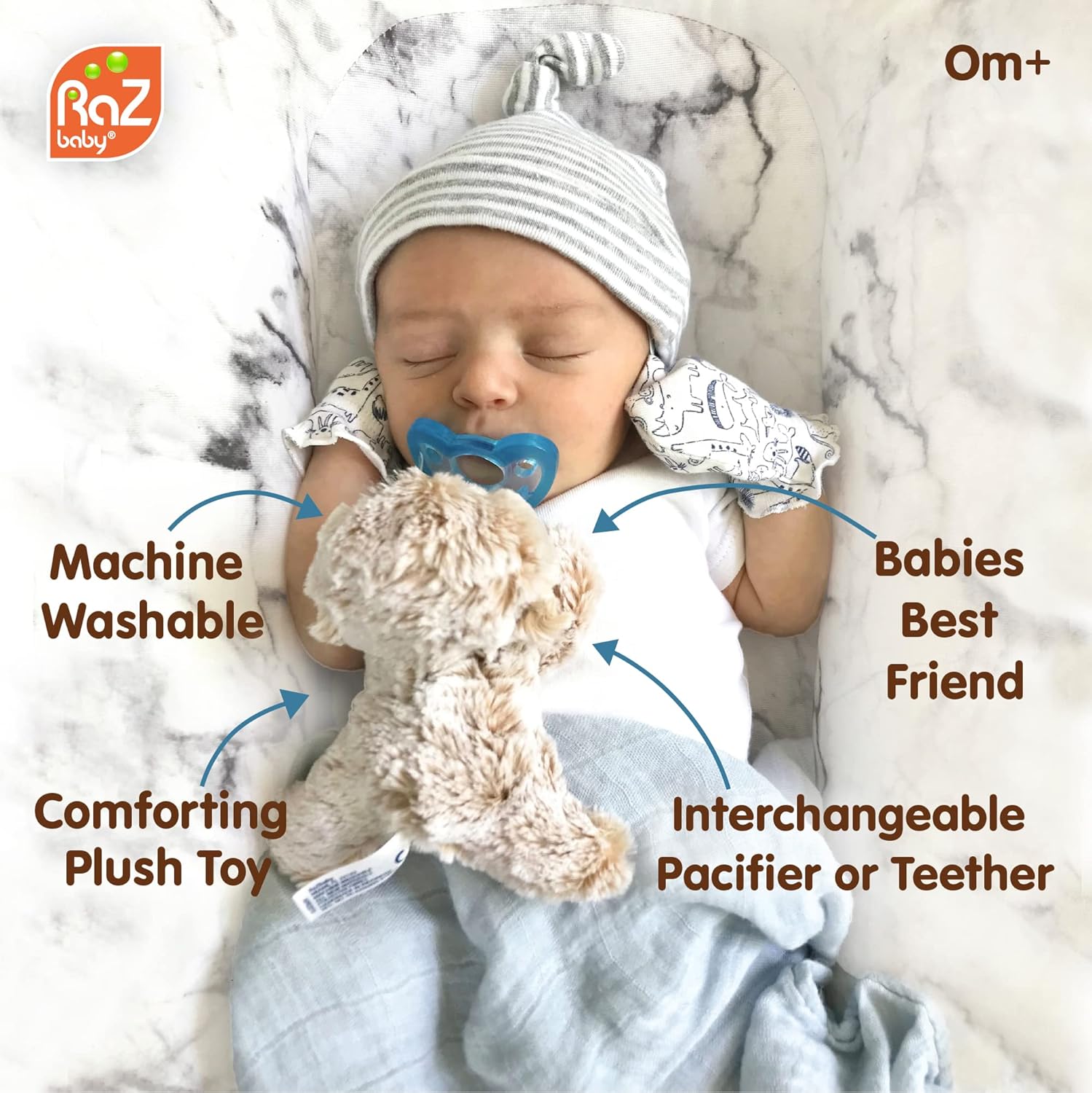 Draagbeer Pacifier Houder | USA Gemaakt, BPA-Vrije Fopspeen & Pluche | Perfect Baby Shower Cadeau
