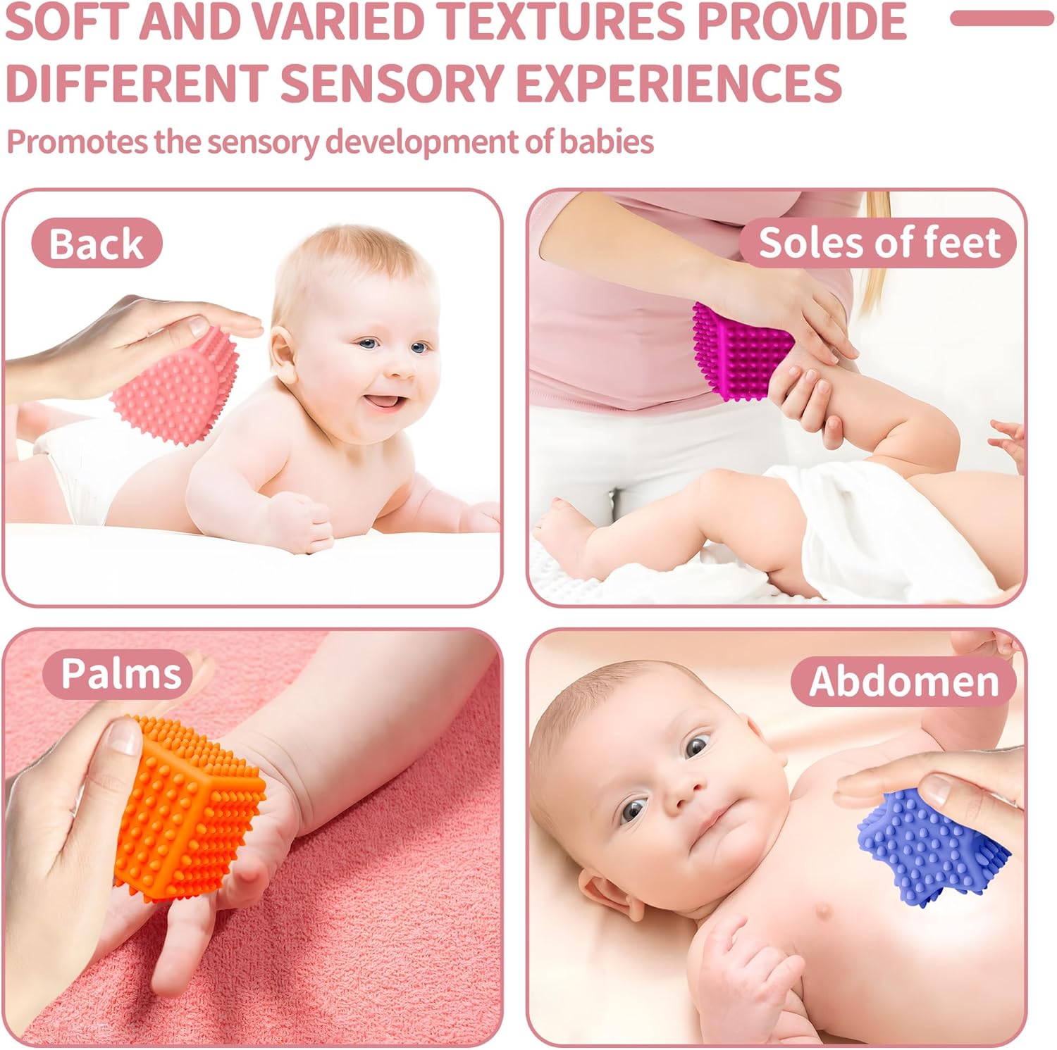 Sensorische Ballen voor Baby’s | Felgekleurde Zachte Textuurbal Set Montessori Speelgoed voor Baby’s van 6-12 Maanden