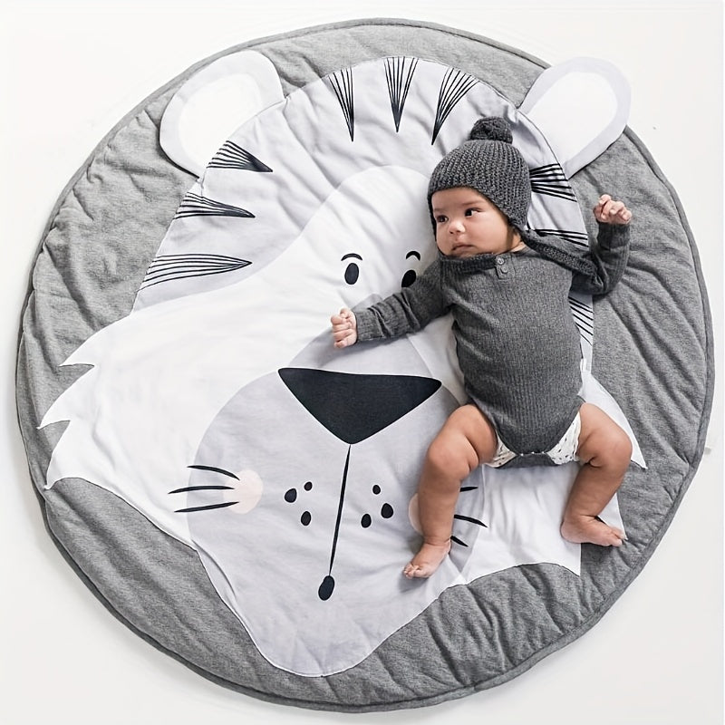3D dierenvormige ronde kruipmat | Babykleed met verdikte katoenen voering, afneembaar met rits, perfect voor kinderkamerdecoratie