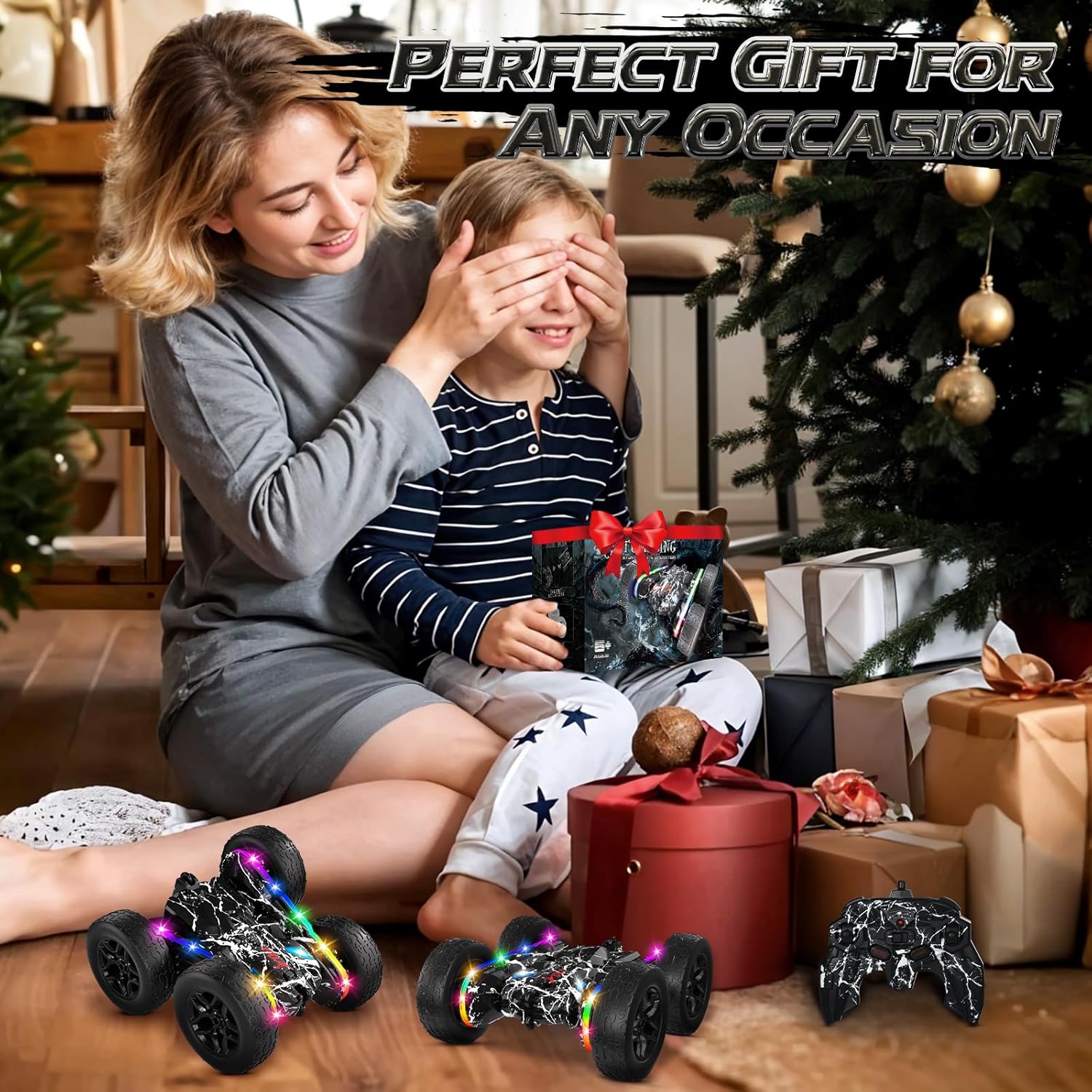 Afstandsbediening auto voor meisjes | 360° stunt RC auto met koplampen & 4WD roze speelgoed