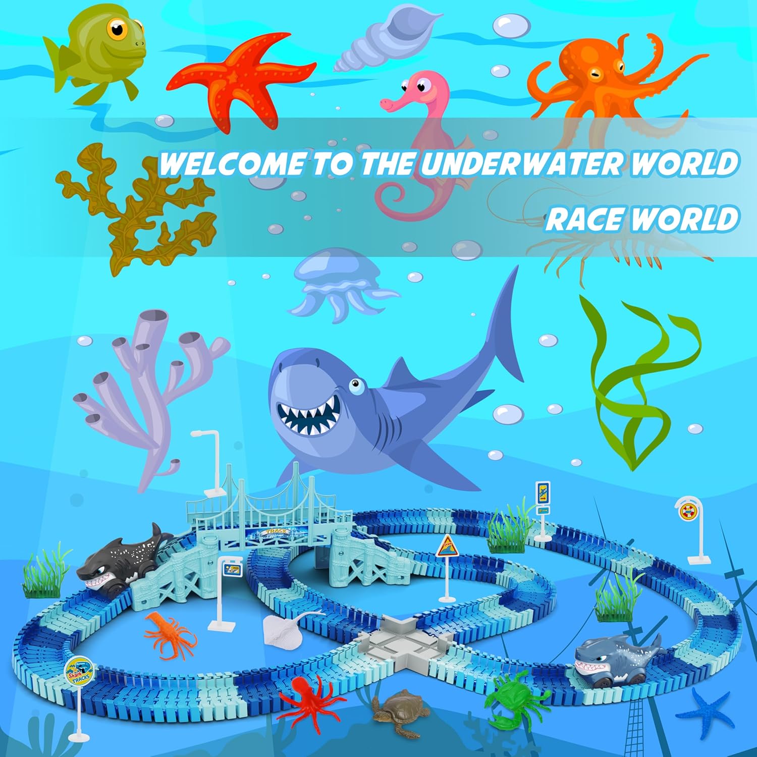 Dinosaurus Racebaan Speelset | Flexibele Baan met 2 Dino Auto’s | Cadeau voor Jongens & Meisjes vanaf 3 Jaar