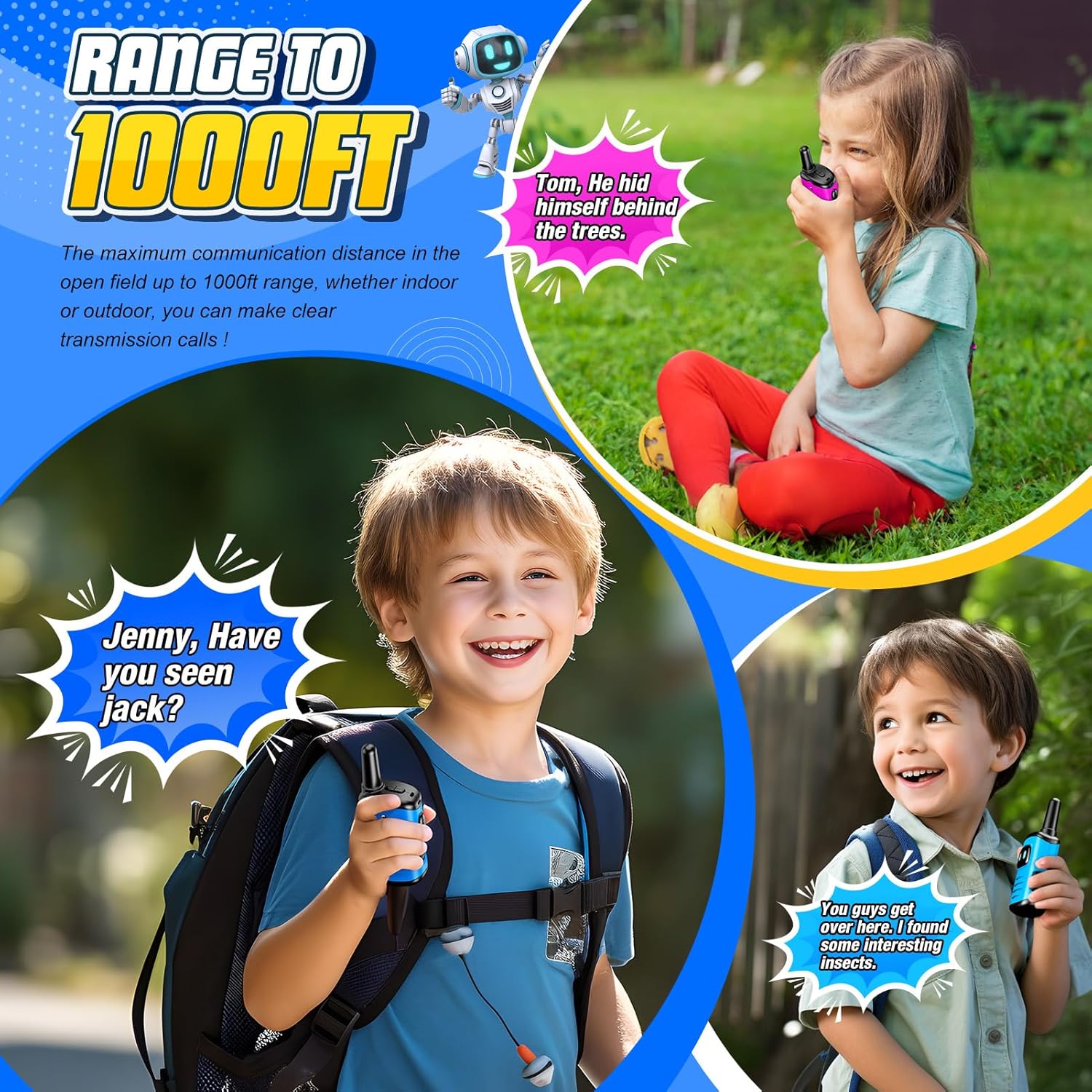 Mini Robot Walkie Talkies | 2-Pack | Cadeau voor Jongens 3–8 Jaar | Binnen & Buiten