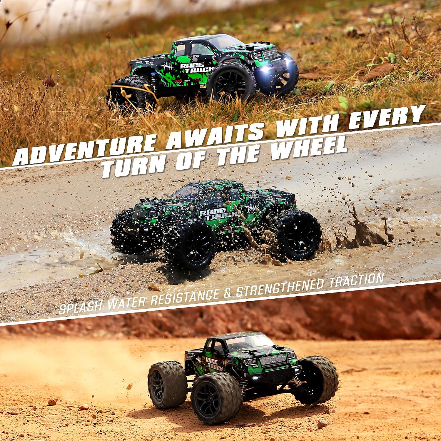 1:18 Schaal Off-Road RC Auto | 36 KPH Hoge Snelheid 4WD Elektrische Truck | Waterdichte 4X4 Afstandsbediening met Oplaadbare Batterijen