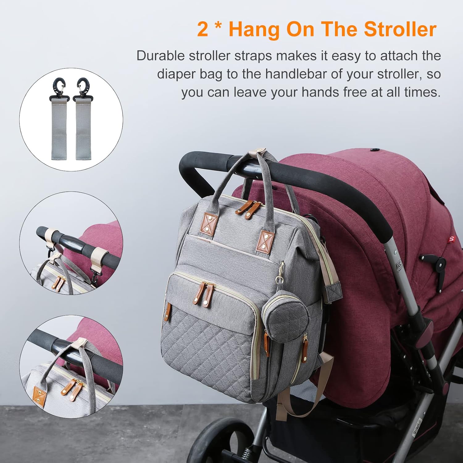 Luiertas met verschoonstation | 3-in-1 waterdichte rugzak met opvouwbaar kussen roze