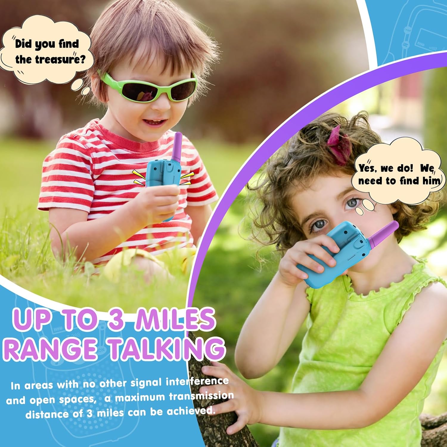 Walkie Talkies Kinderen | 22 Kanalen & LCD Display | 2-Way Radio Speelgoed 3-12 Jaar, Bereik 3 km