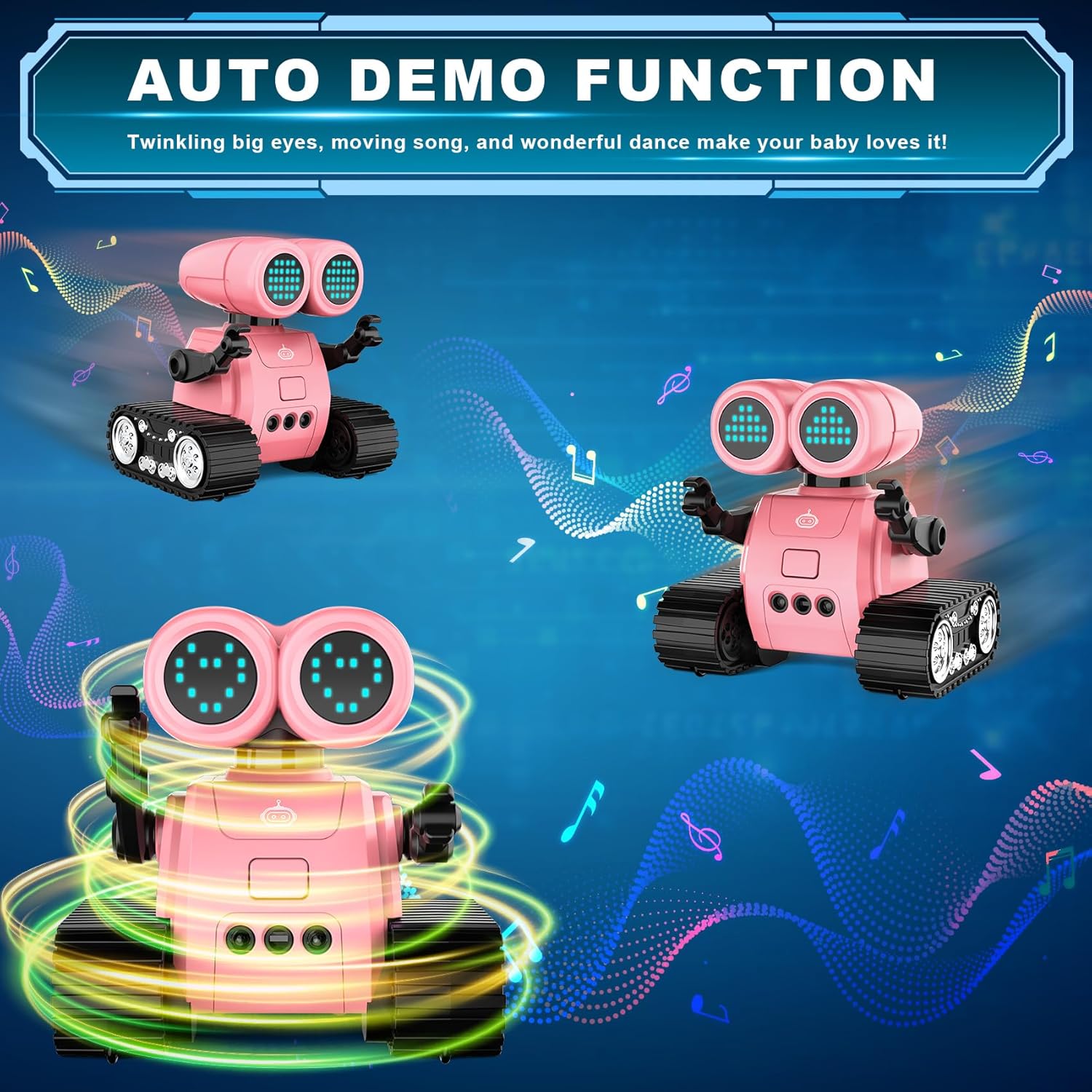 RC robot speelgoed | Oplaadbare dansende emo robot met muziek & LED ogen