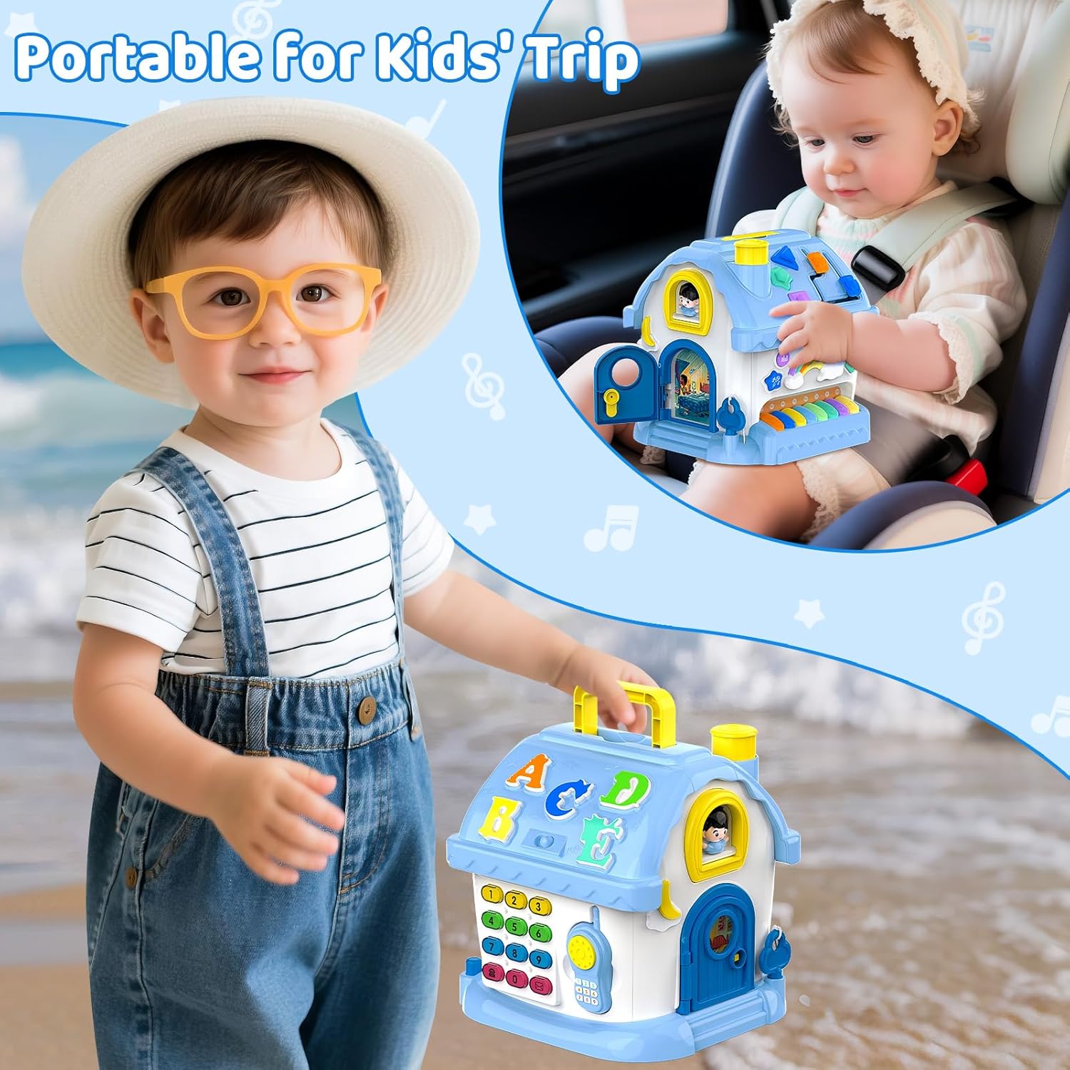 Montessori muzikaal huis | 12-in-1 leerspeelgoed voor baby’s 6-24 maanden