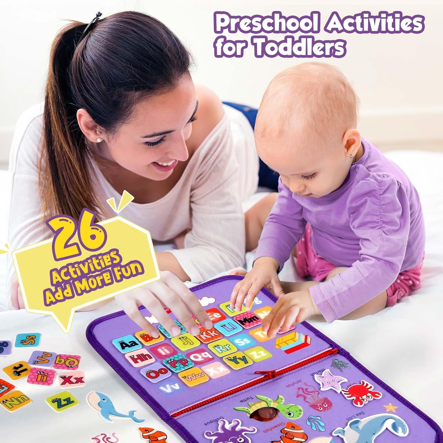 Peuter Drukbord Montessori Speelgoed | Activiteiten Educatief Sensorisch Drukboek voor Kinderen van 2-4 Jaar