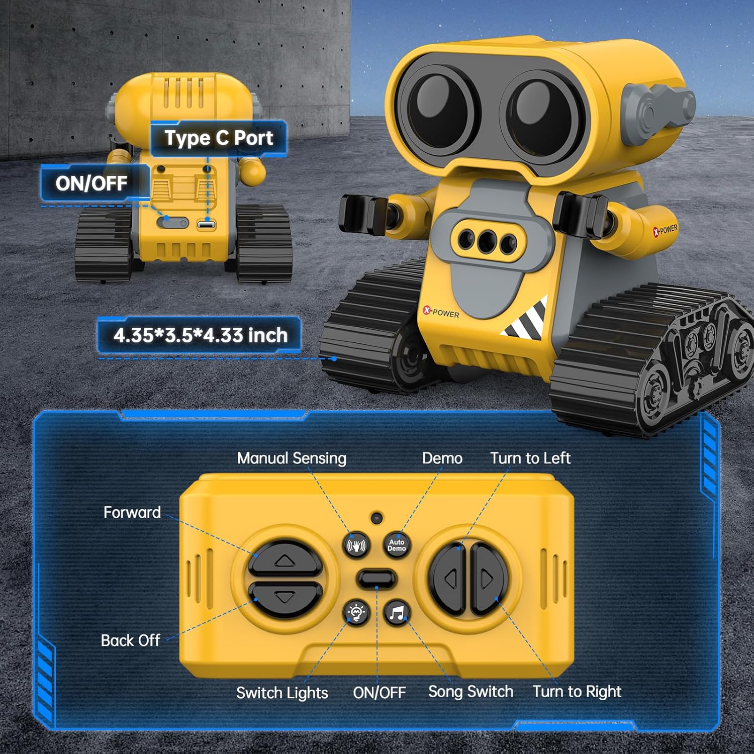 RC robot speelgoed | Oplaadbare dansende emo robot met muziek & LED ogen