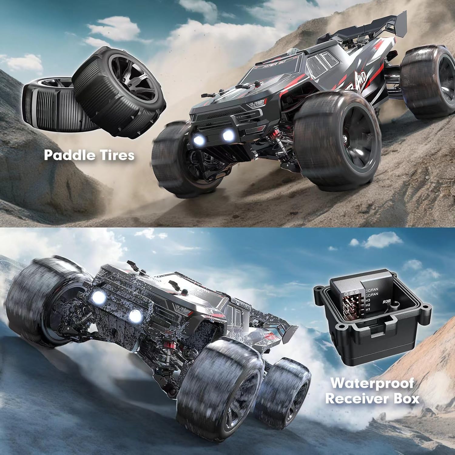1/14 Borstelloze RC Auto voor Volwassenen | 50mph Hoge Snelheid Off-Road RC Truck | Waterdichte 4X4 Elektrische Voertuig | Extreme Prestaties Truggy