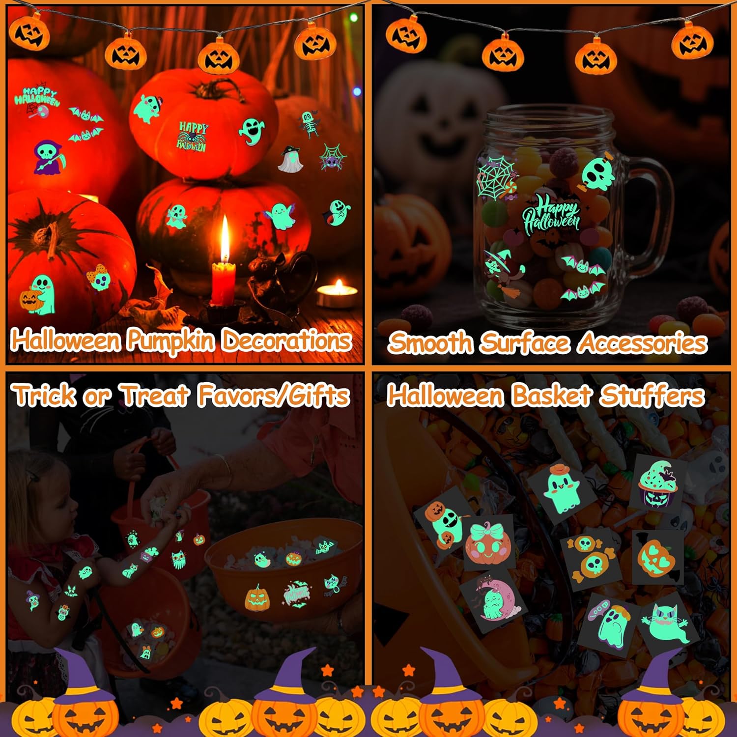 216 stuks Halloween tattoos kinderen | Glow in the dark tijdelijke tattoos