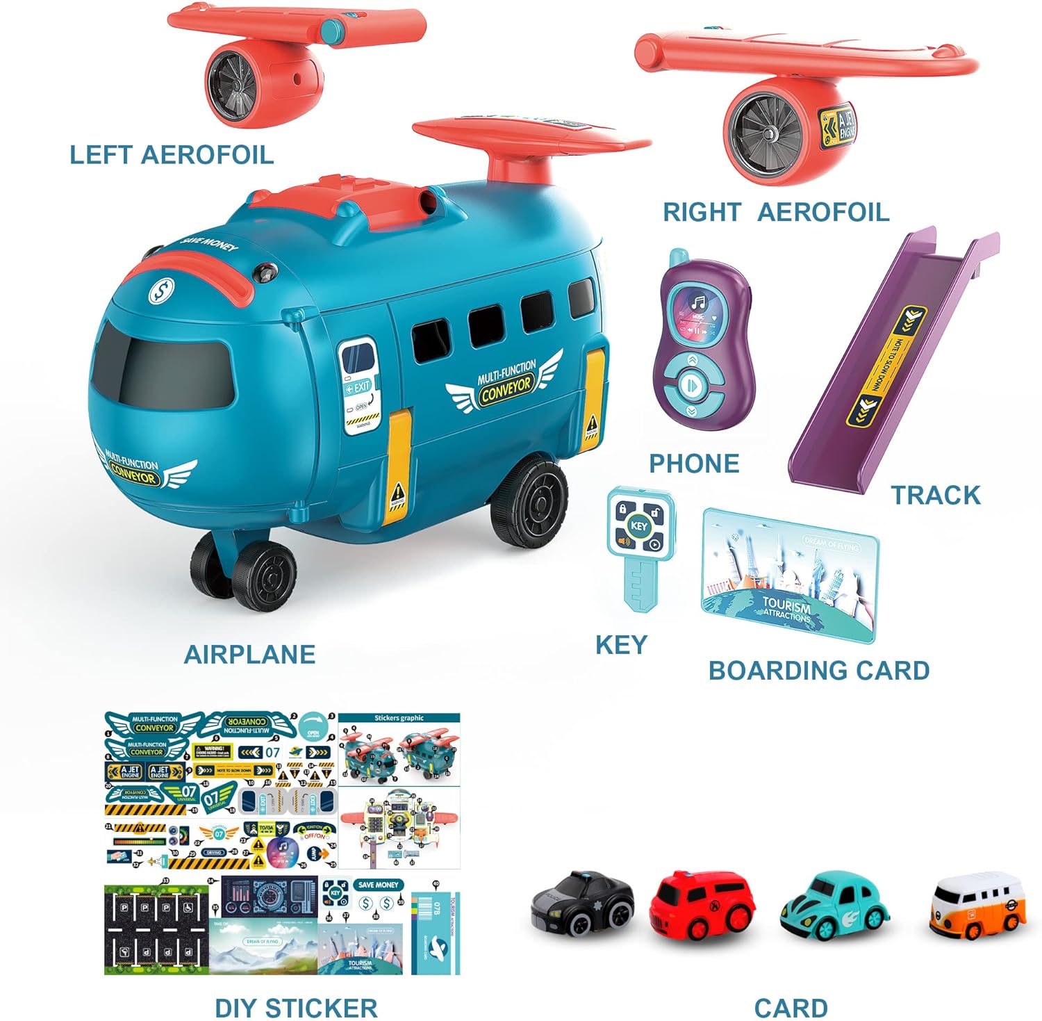 Vliegtuig Auto Speelgoed 3-6 Jaar | Gesimuleerd Pilootspel met Geluiden en Lichten | Educatief Cadeau