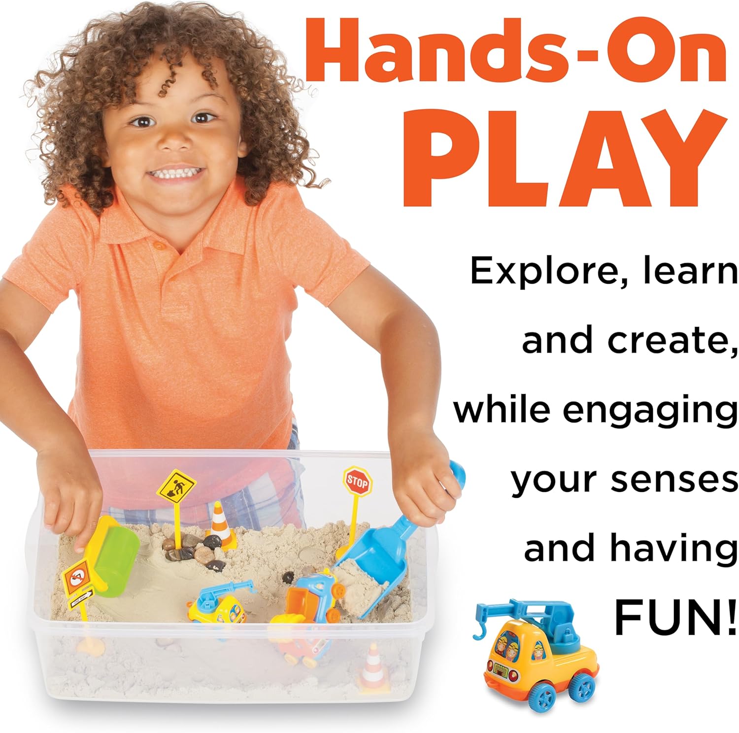 Sensory Bin Construction Zone Speelset | Graafmachine Speelgoed voor 3-5 Jaar Oud | Educatief Buitenspeelgoed en Activiteiten voor Kinderen