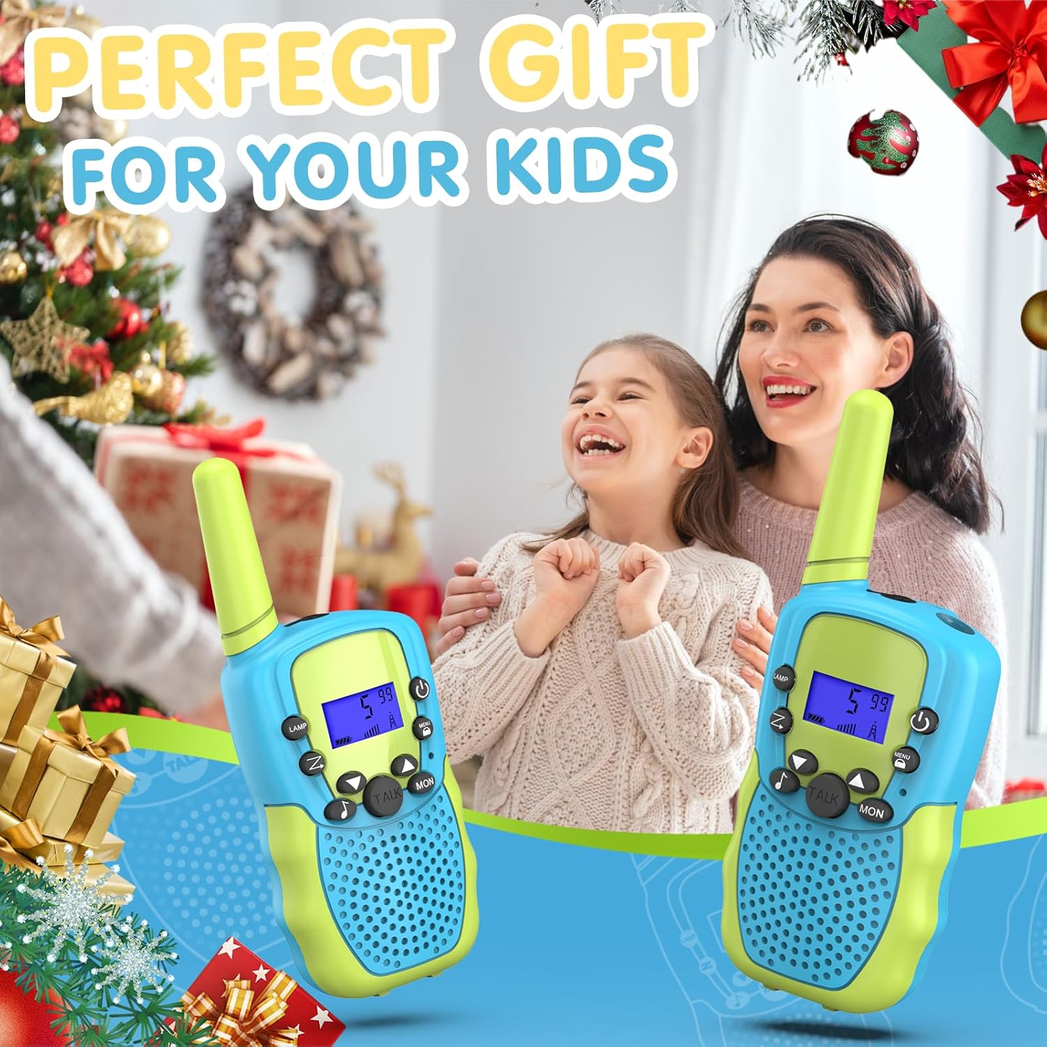 Walkie Talkies Kinderen | 22 Kanalen & LCD Display | 2-Way Radio Speelgoed 3-12 Jaar, Bereik 3 km