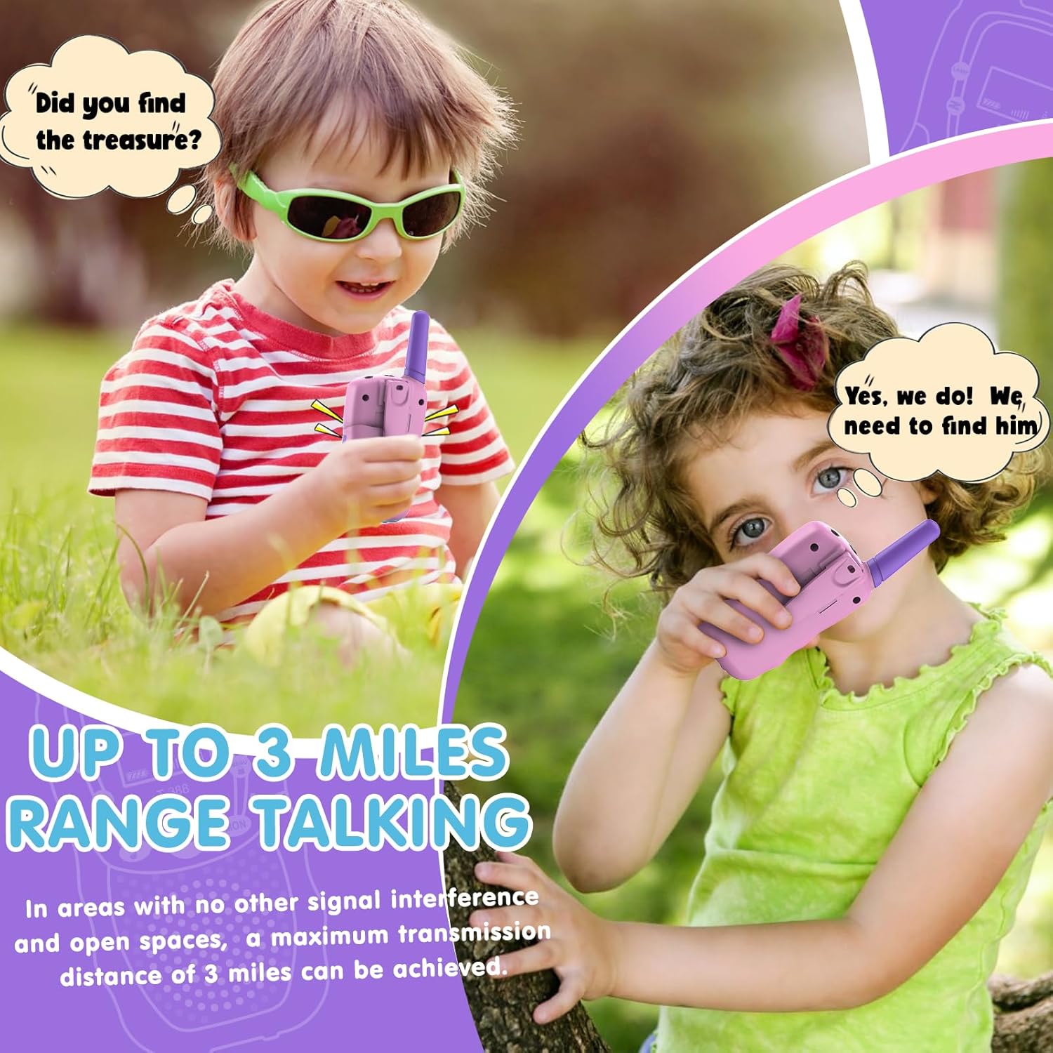 Walkie Talkies Kinderen | 22 Kanalen & LCD Display | 2-Way Radio Speelgoed 3-12 Jaar, Bereik 3 km