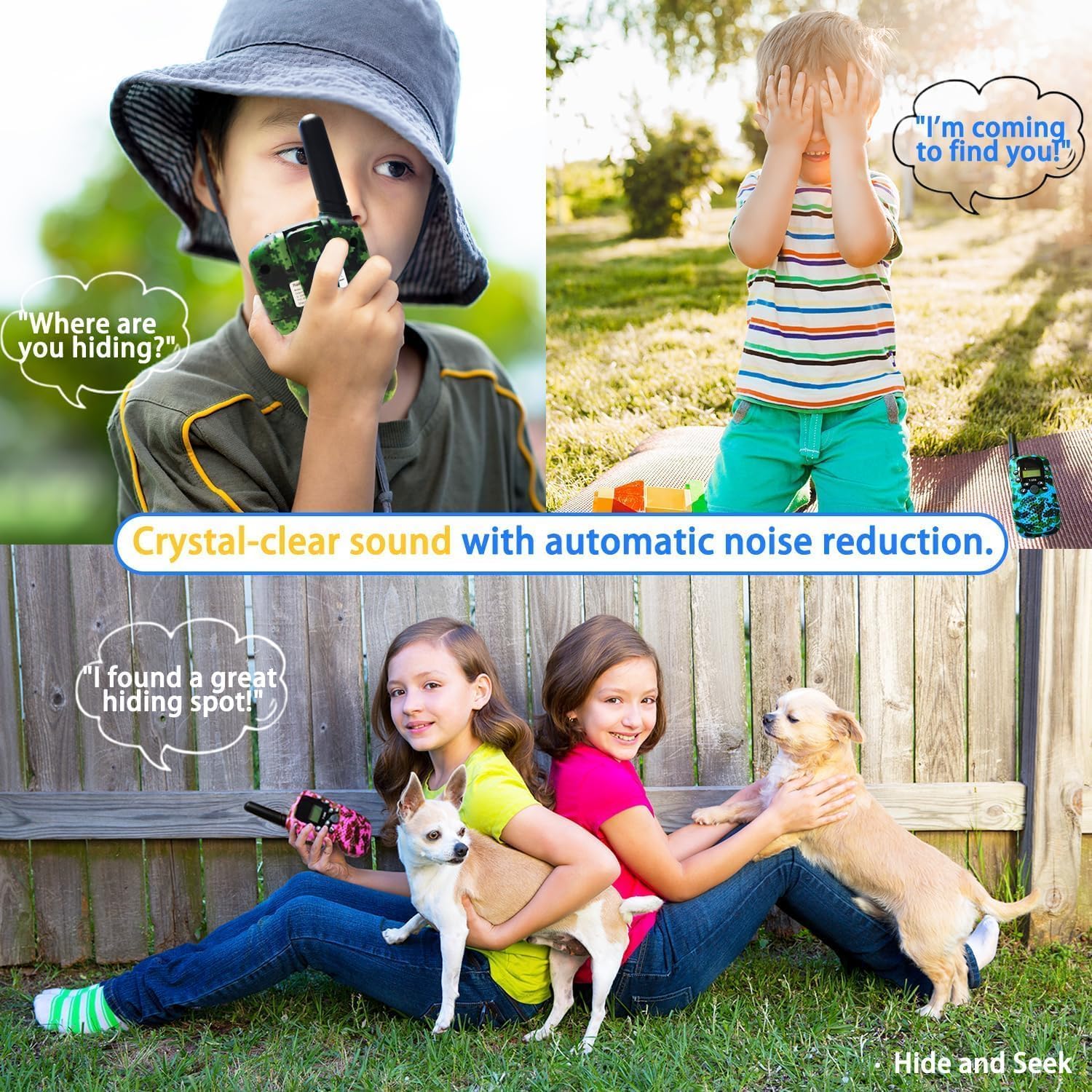 Walkie Talkies Jongens & Meisjes | Kinderspeelgoed 4-6 Jaar | Outdoor Radio Speelgoed 3-7 Jaar (Blauw & Roze & Geel)