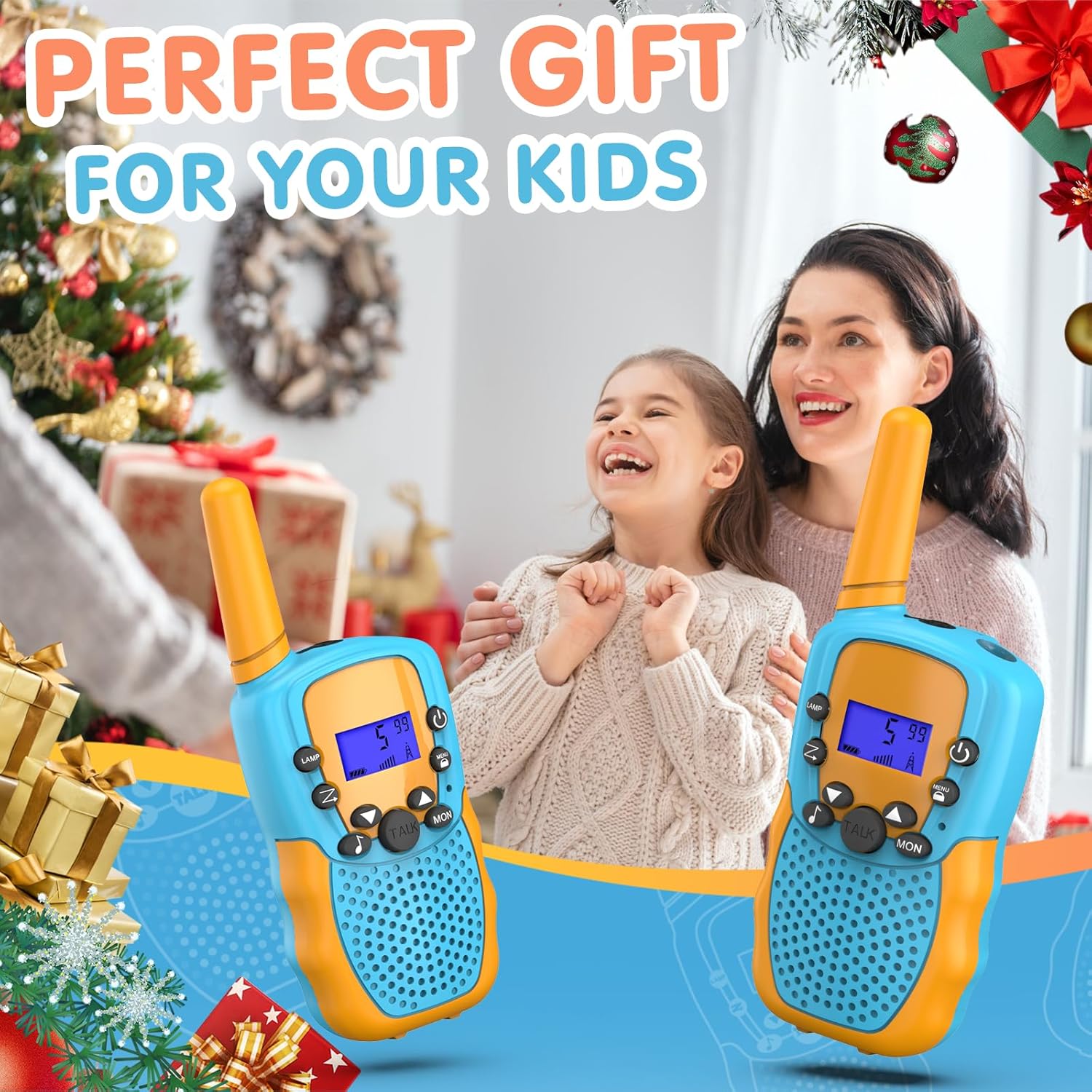 Walkie Talkies Kinderen | 22 Kanalen & LCD Display | 2-Way Radio Speelgoed 3-12 Jaar, Bereik 3 km