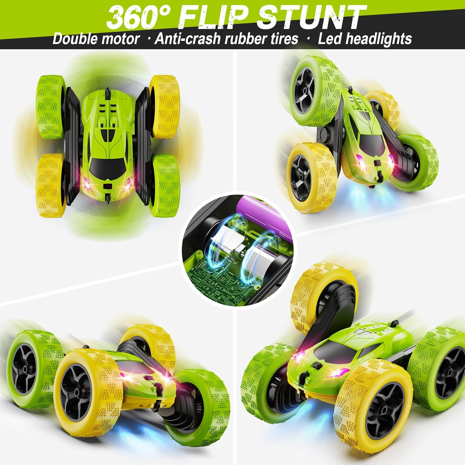 RC Auto 4WD Stuntauto | Afstandsbediening Auto met LED & 360° Flips | USB-C Oplaadbare Baterijen | Cadeau 6-12 Jaar