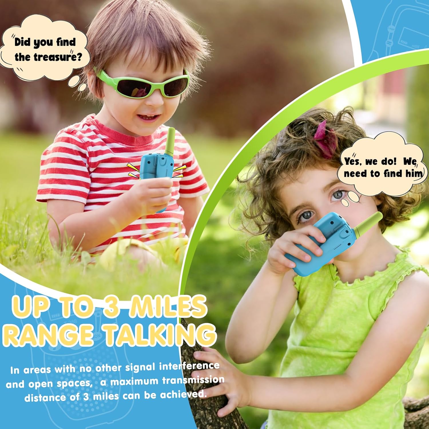 Walkie Talkies Kinderen | 22 Kanalen & LCD Display | 2-Way Radio Speelgoed 3-12 Jaar, Bereik 3 km