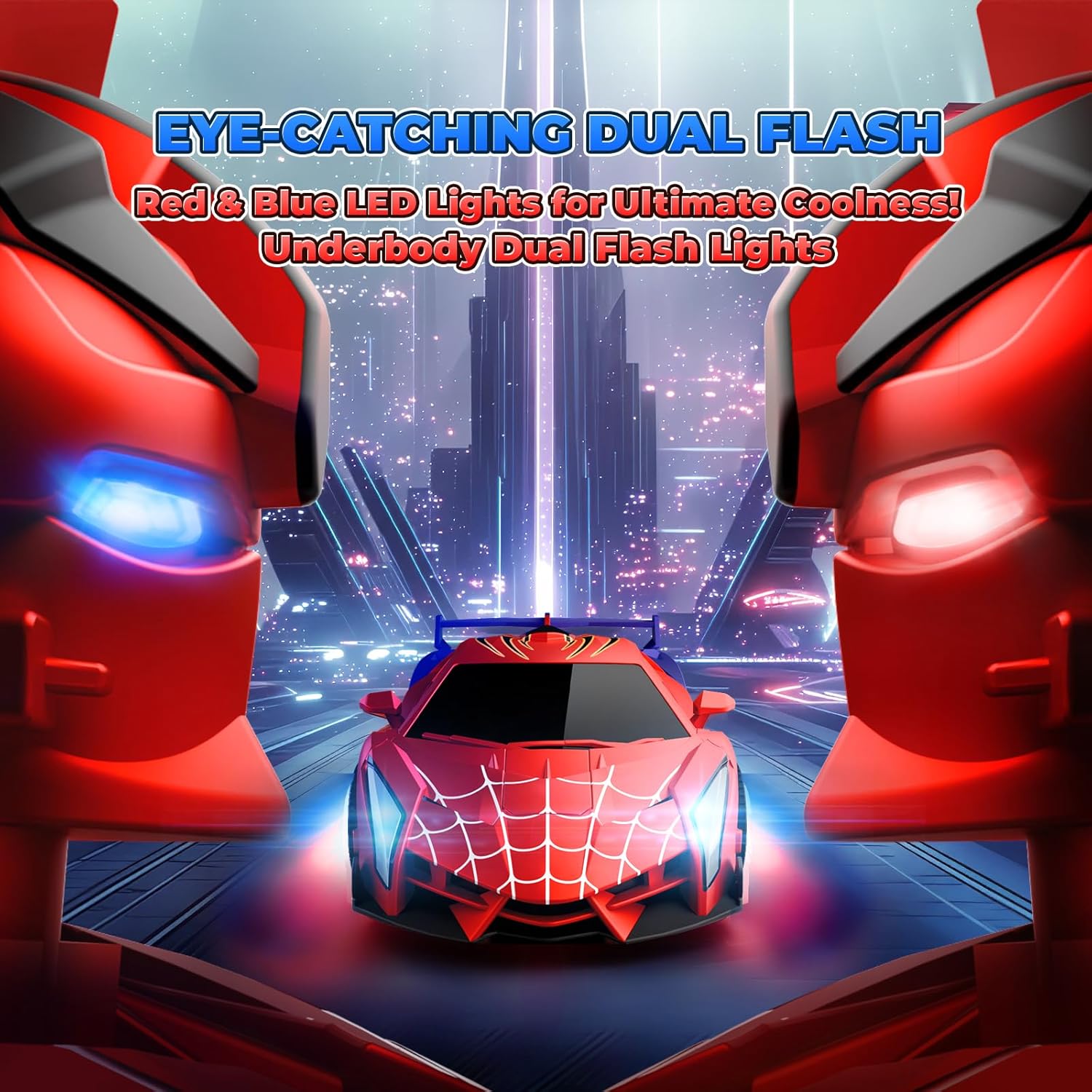 Spider Transform RC Auto | Robot Auto met Lichten, 360° Rotatie, Cadeau Jongens 3-12 Jaar