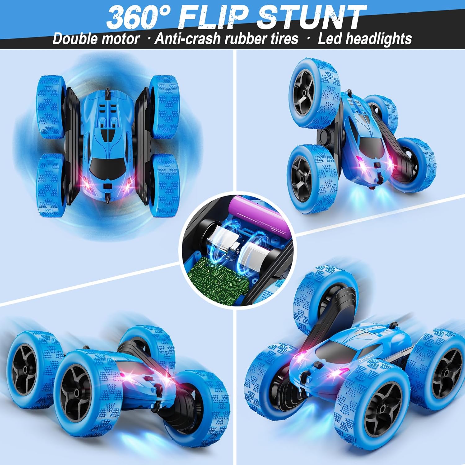 RC Auto 4WD Stuntauto | Afstandsbediening Auto met LED & 360° Flips | USB-C Oplaadbare Baterijen | Cadeau 6-12 Jaar