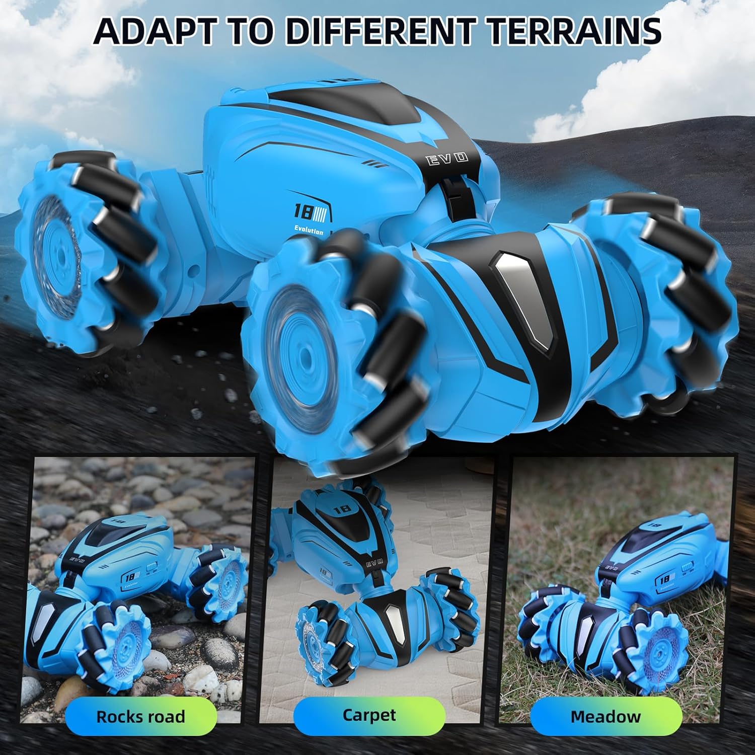 High-Speed Stunt RC Auto voor Jongens | 360° Flip & Drift | Gebarenbesturing, 2.4GHz Oplaadbare RC Auto | Ideaal Verjaardagscadeau voor Kinderen 6+