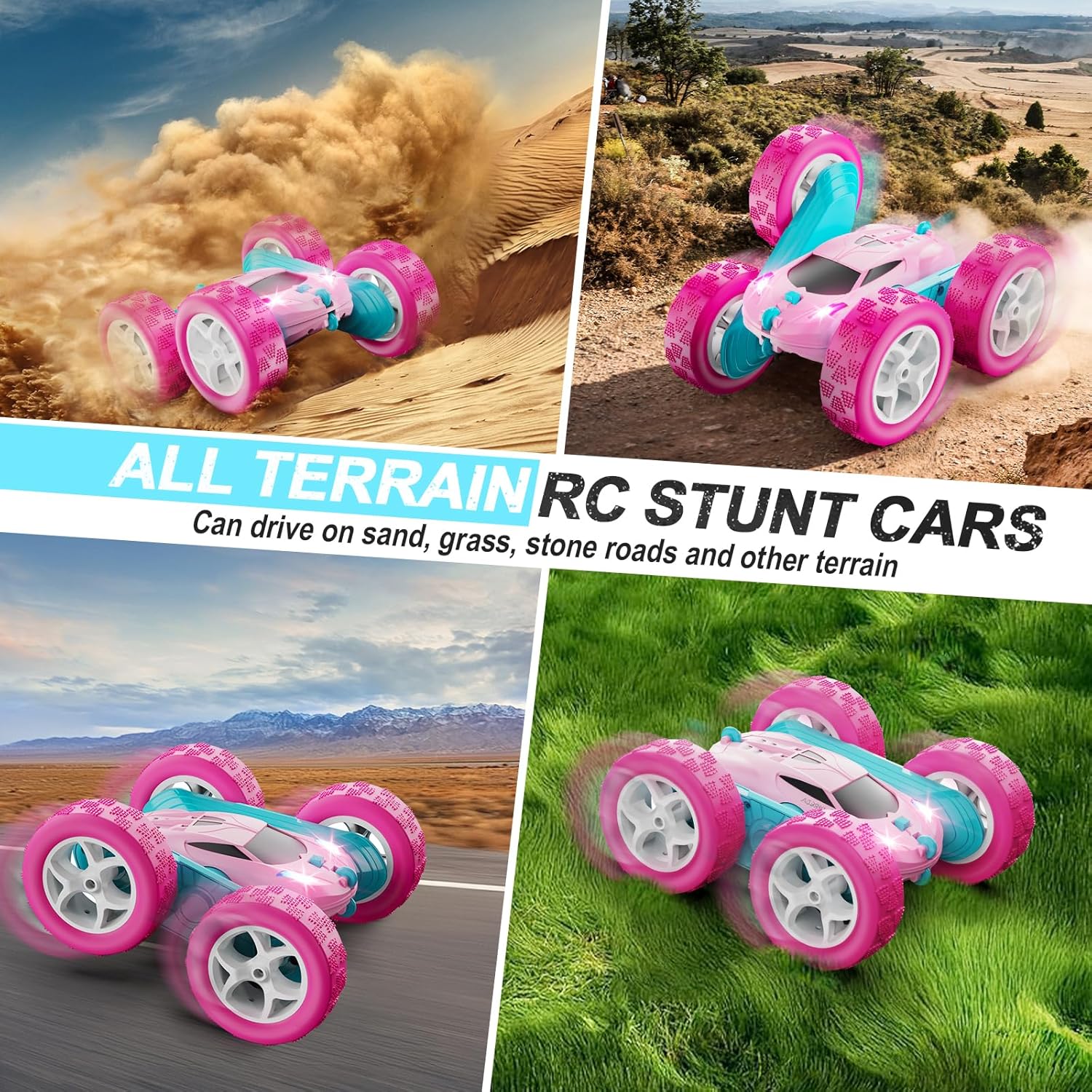 RC Auto 4WD Stuntauto | Afstandsbediening Auto met LED & 360° Flips | USB-C Oplaadbare Baterijen | Cadeau 6-12 Jaar