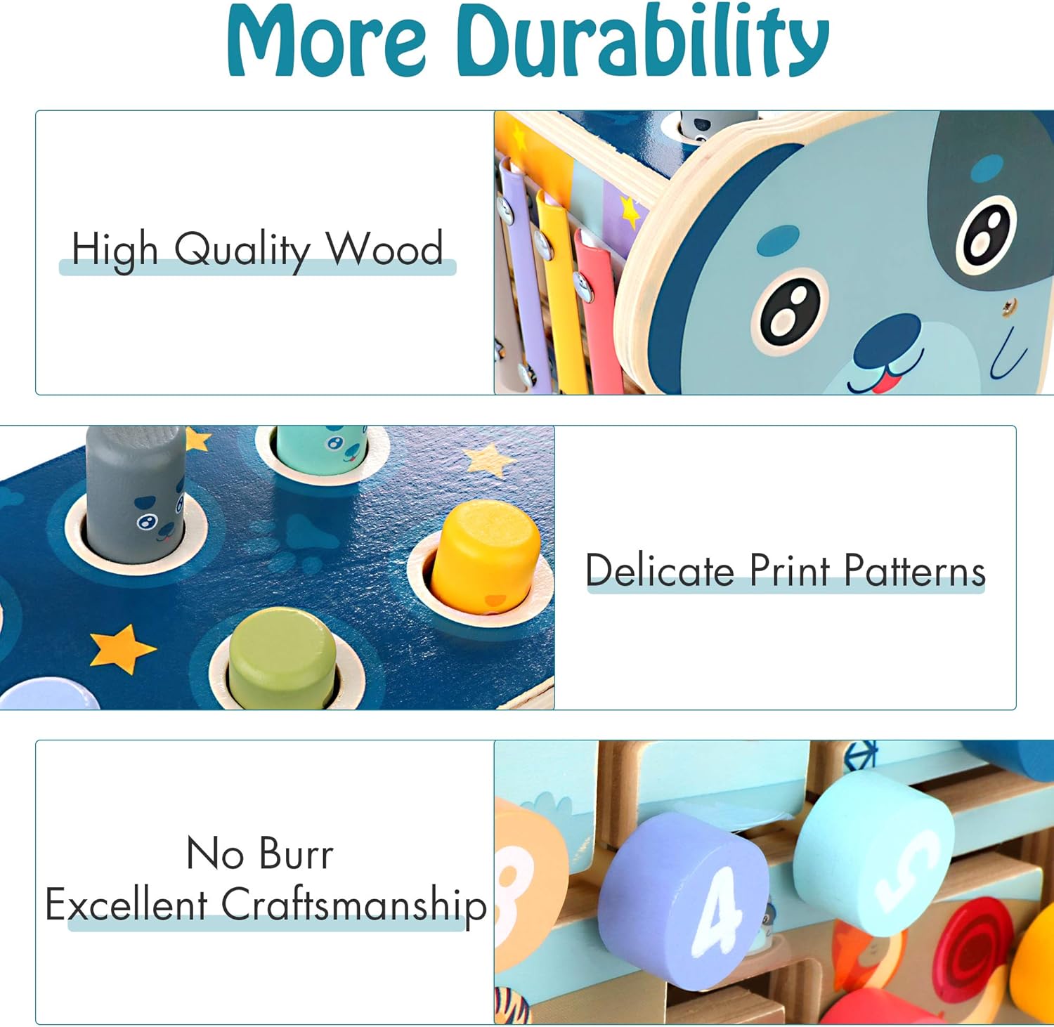 Houten Hamerspeelgoed 1+ Jaar | Montessori Leer Speelgoed | Xylofoon & Cijferdoolhof voor Peuters