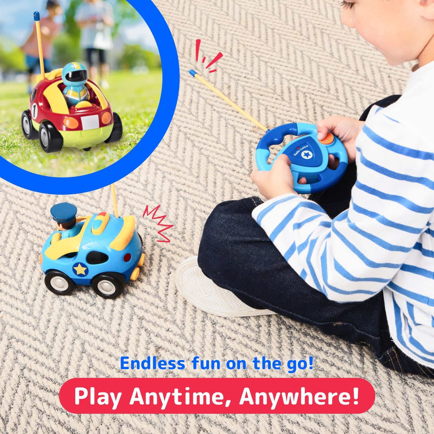 Cartoon RC Auto 2-Pack | Politie & Raceauto, Afstandsbediening Speelgoed Peuters