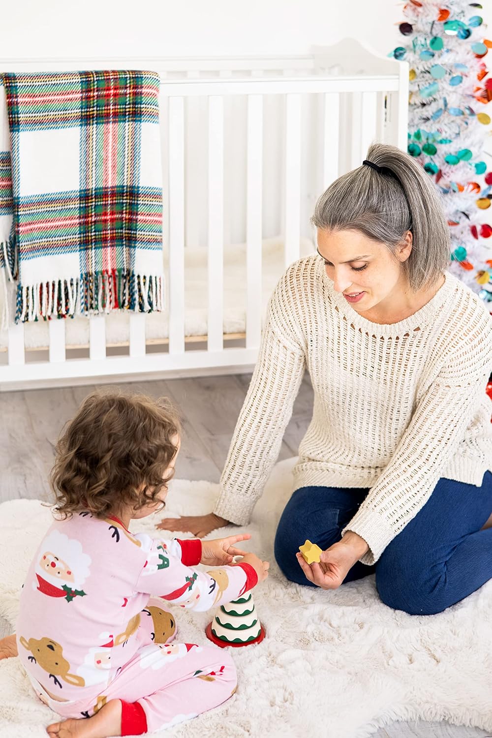 Kerst sneeuwpop stapeltoren | Houten educatief speelgoed