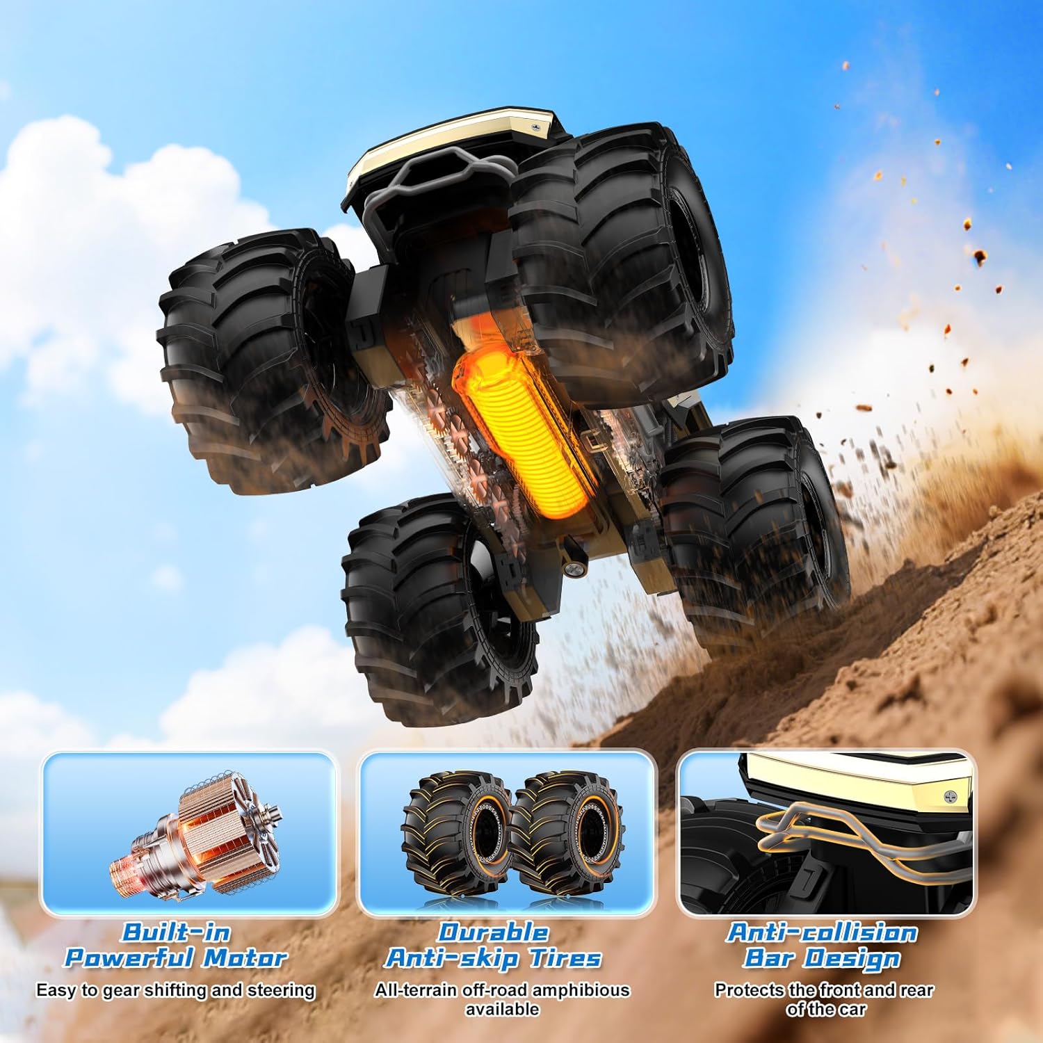 Amfibische RC Auto | Waterdichte Monstertruck 6+ Jaar
