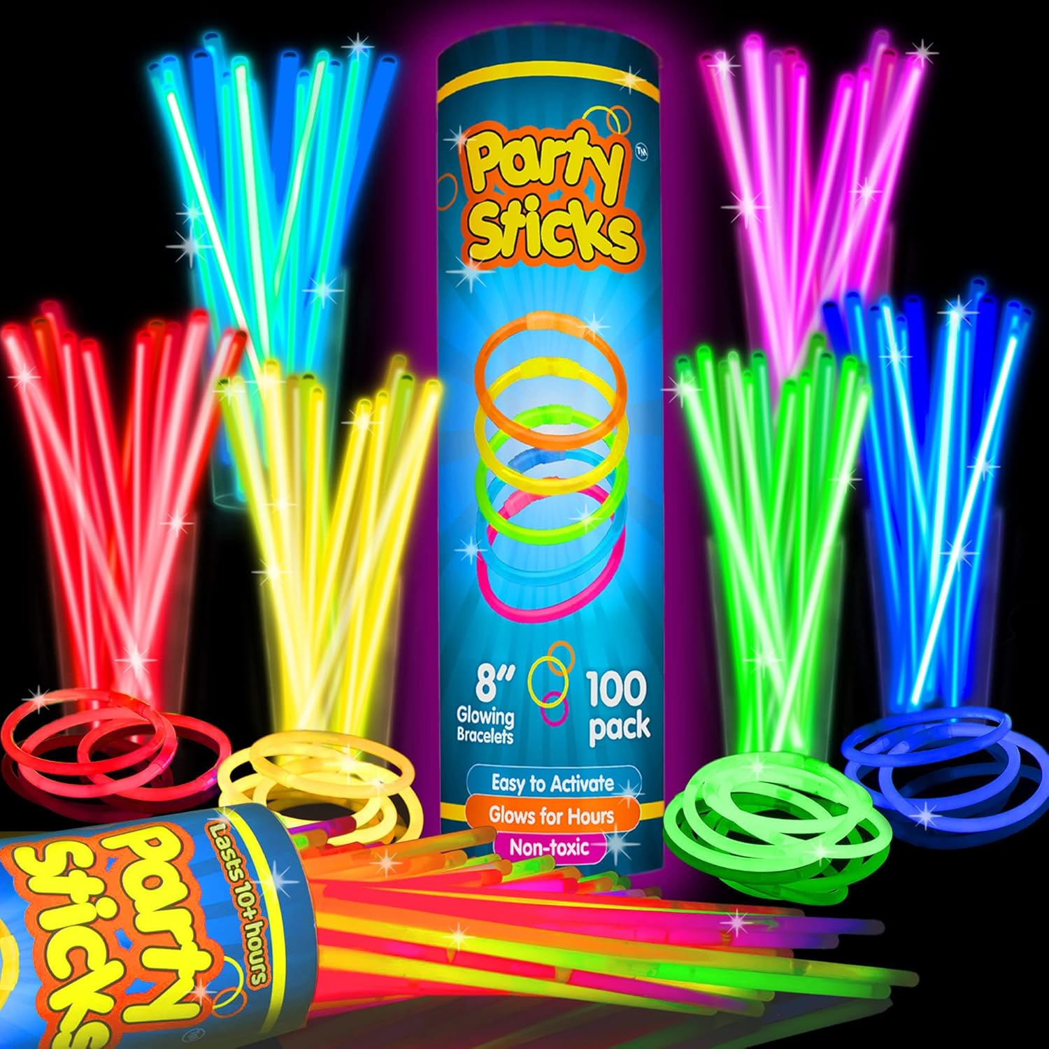 Glowsticks Feestpakket – 100 Stuks Neon Armbanden & Kettingen 8 Inch