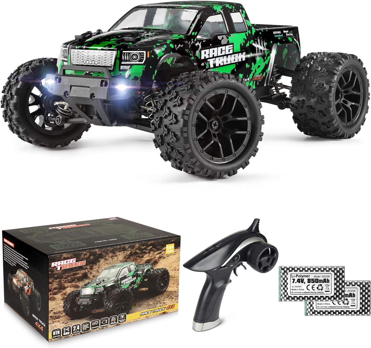 1:18 Schaal Off-Road RC Auto | 36 KPH Hoge Snelheid 4WD Elektrische Truck | Waterdichte 4X4 Afstandsbediening met Oplaadbare Batterijen