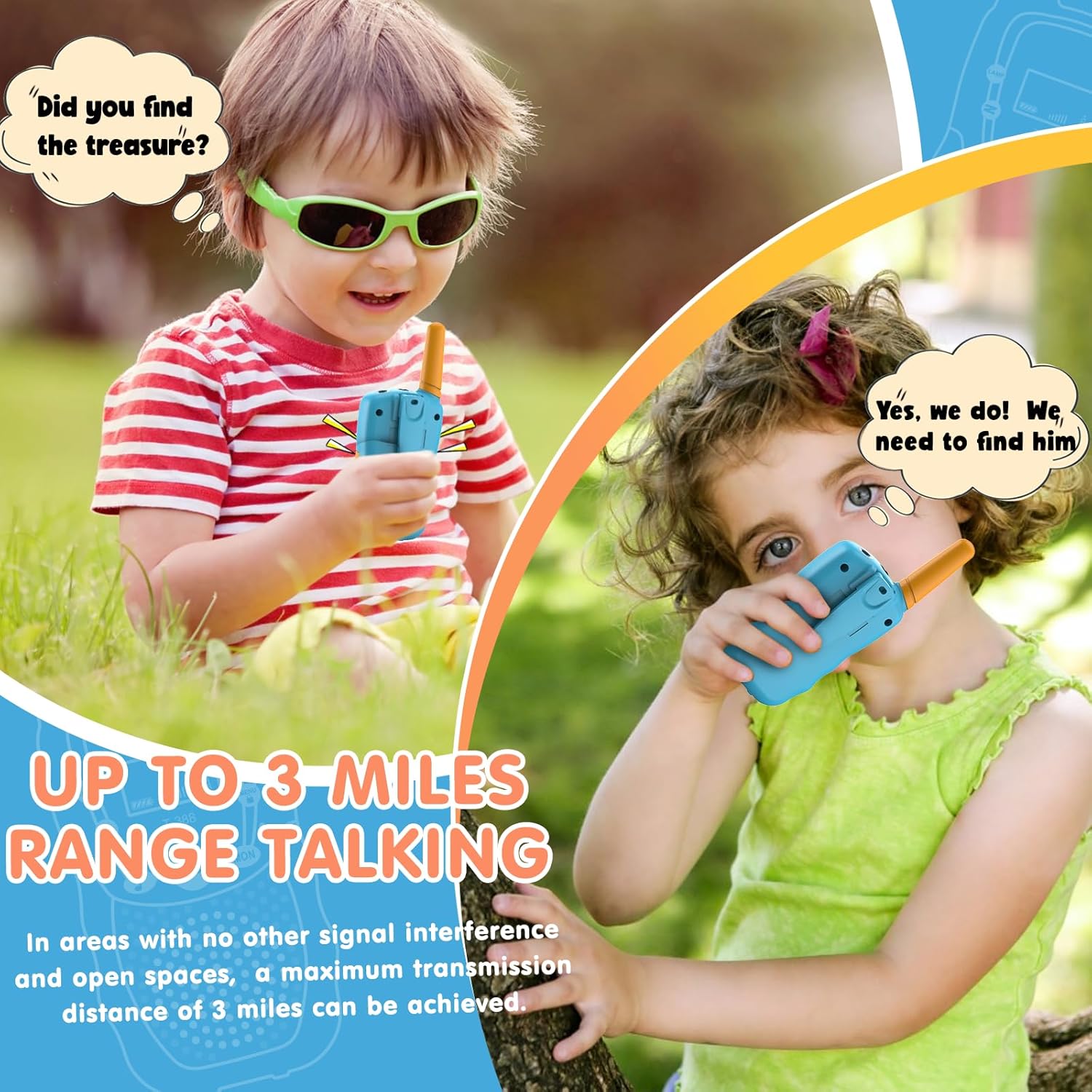 Walkie Talkies Kinderen | 22 Kanalen & LCD Display | 2-Way Radio Speelgoed 3-12 Jaar, Bereik 3 km