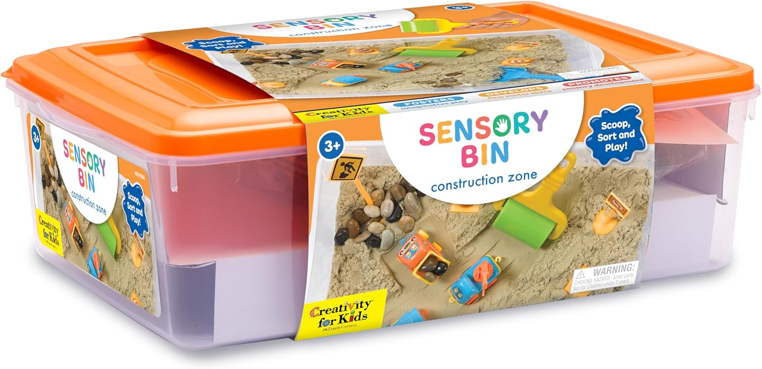 Sensory Bin Construction Zone Speelset | Graafmachine Speelgoed voor 3-5 Jaar Oud | Educatief Buitenspeelgoed en Activiteiten voor Kinderen