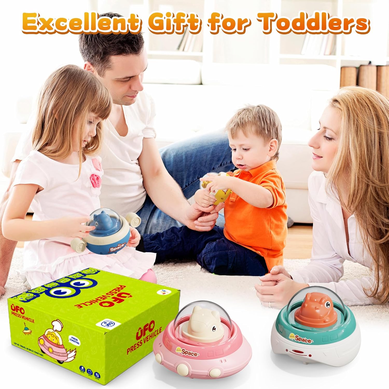 Dier-Thema Druk & Ga Auto's | Baby Speelgoed 6-36 Maanden | Perfect voor Reizen of Speeltijd