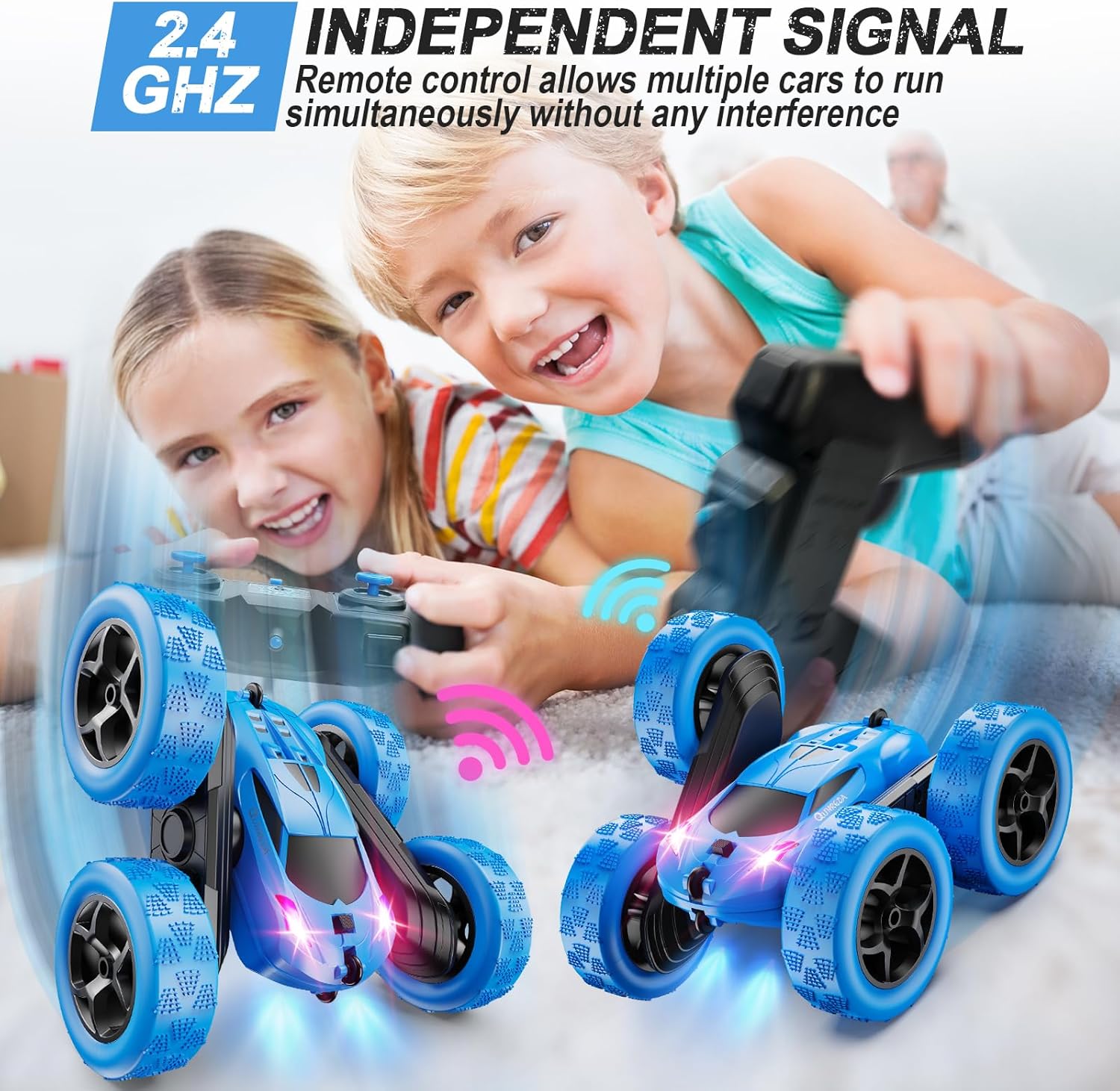 RC Auto 4WD Stuntauto | Afstandsbediening Auto met LED & 360° Flips | USB-C Oplaadbare Baterijen | Cadeau 6-12 Jaar