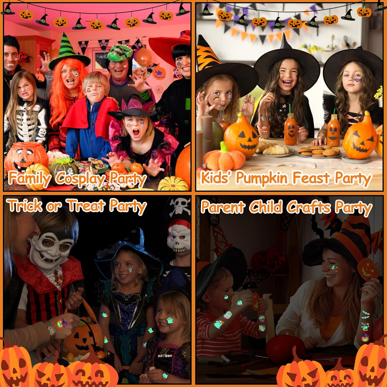 216 stuks Halloween tattoos kinderen | Glow in the dark tijdelijke tattoos