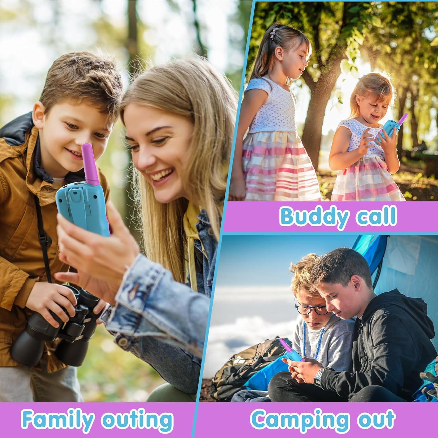 Walkie Talkies Kinderen | 22 Kanalen & LCD Display | 2-Way Radio Speelgoed 3-12 Jaar, Bereik 3 km