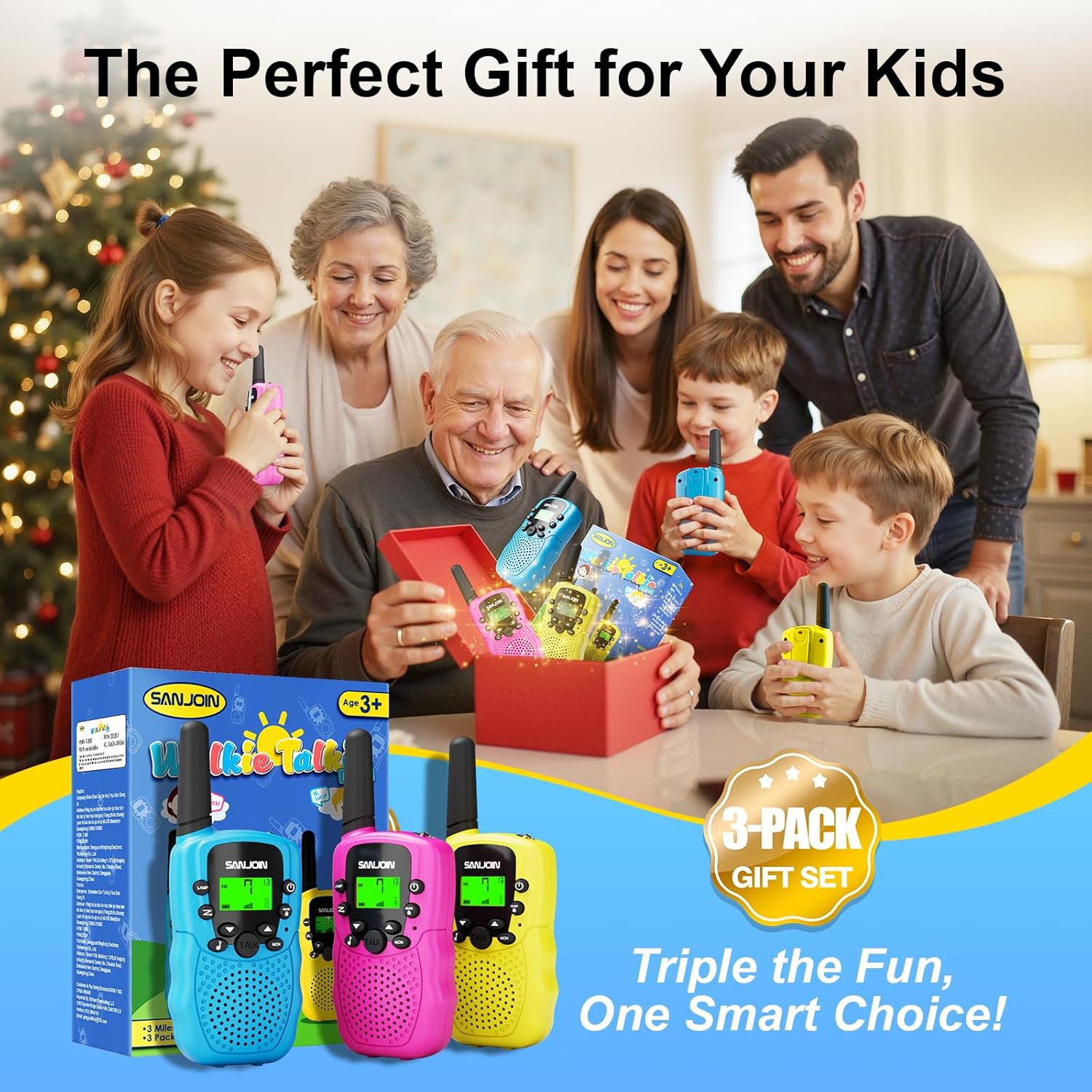 Walkie Talkies Jongens & Meisjes | Kinderspeelgoed 4-6 Jaar | Outdoor Radio 3-7 Jaar (Blauw & Roze & Geel)