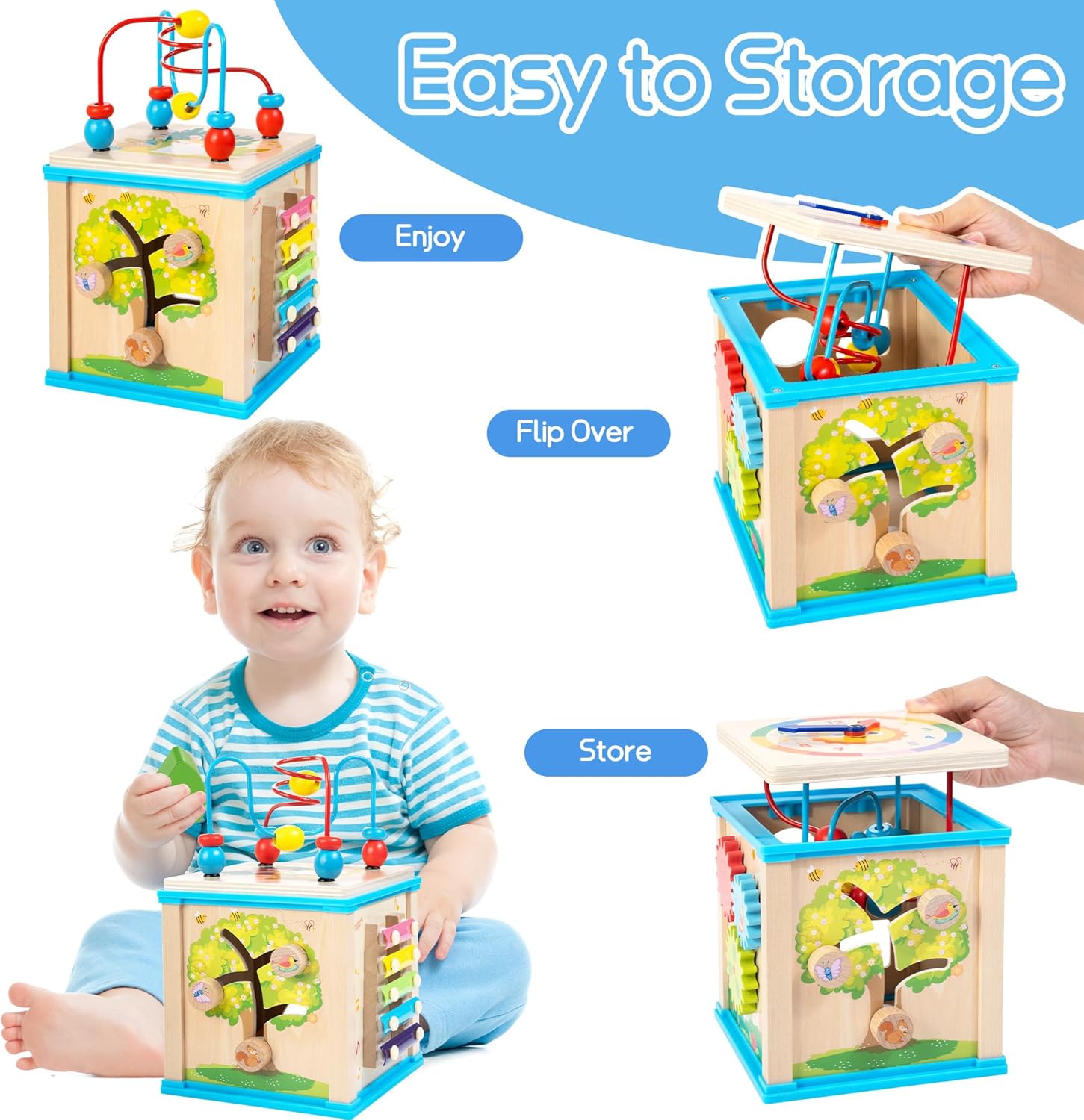 Houten Activiteiten Kubus 7-in-1 | Montessori Speelgoed 1 Jaar