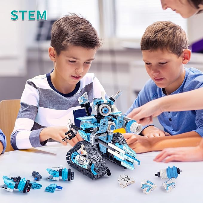 5-in-1 STEM Robot Blauw Bouwspeelgoed (398 stukjes) Afstandsbediening | Voor Jongens van 8-14 Jaar