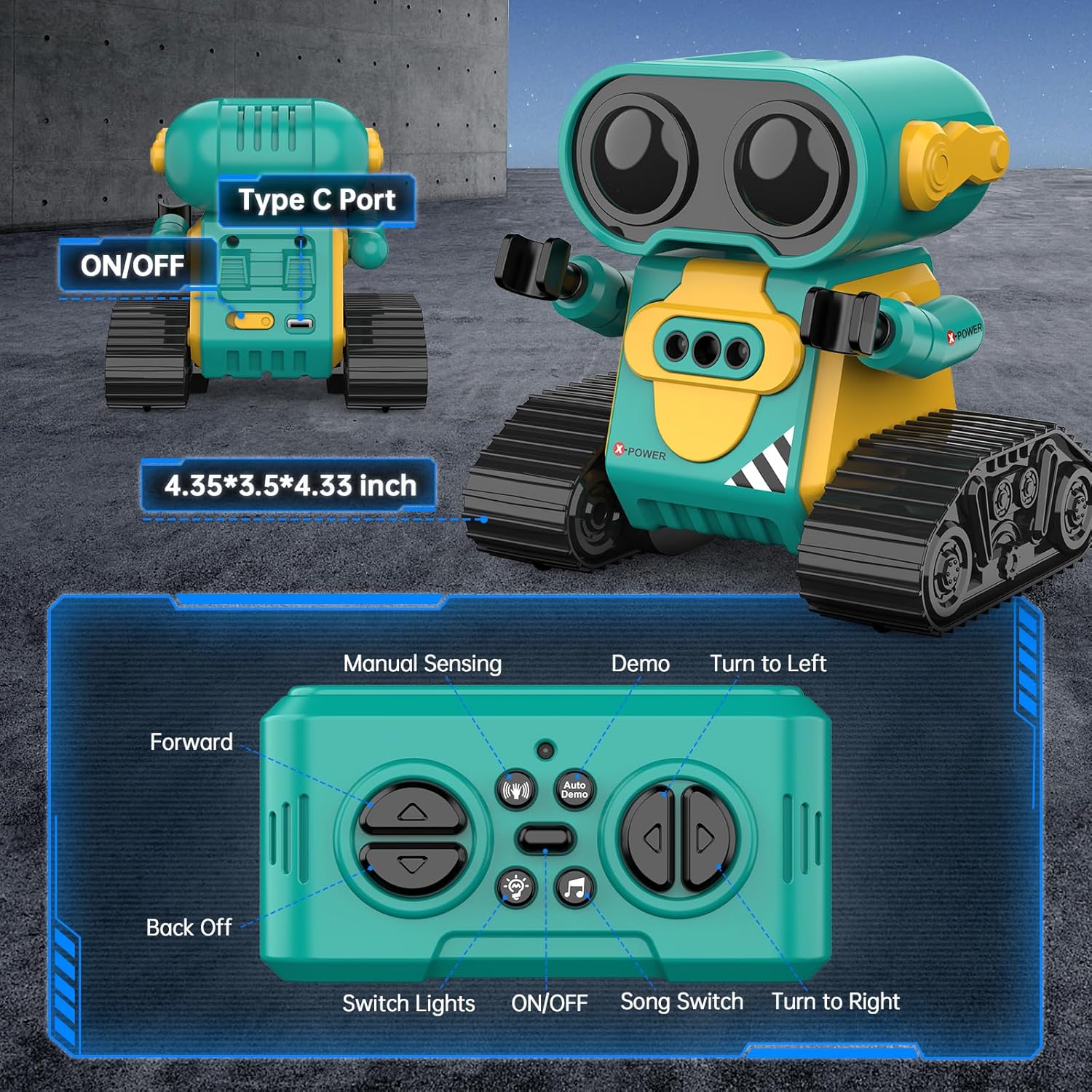 RC robot speelgoed | Oplaadbare dansende emo robot met muziek & LED ogen