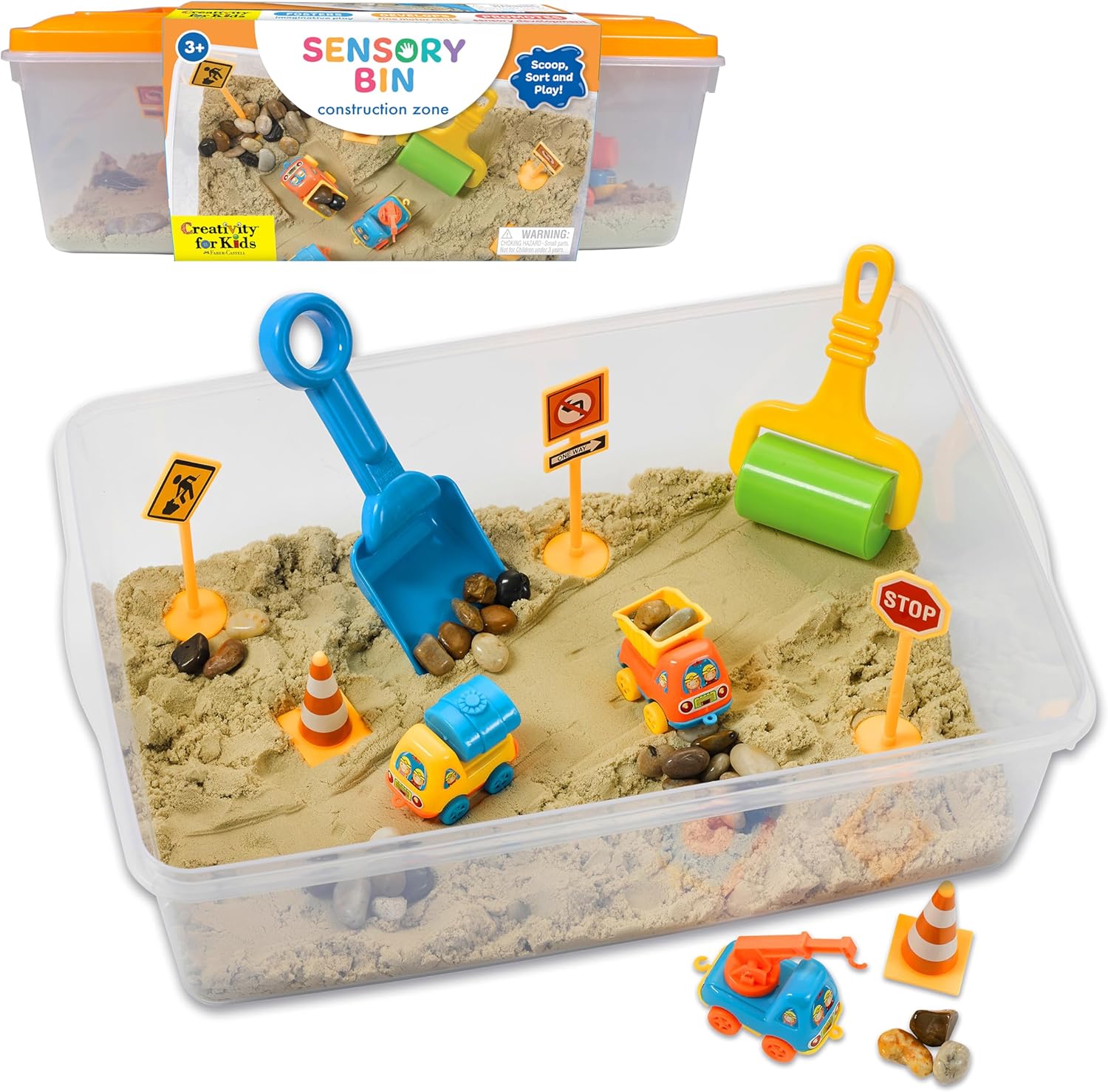 Sensory Bin Construction Zone Speelset | Graafmachine Speelgoed voor 3-5 Jaar Oud | Educatief Buitenspeelgoed en Activiteiten voor Kinderen