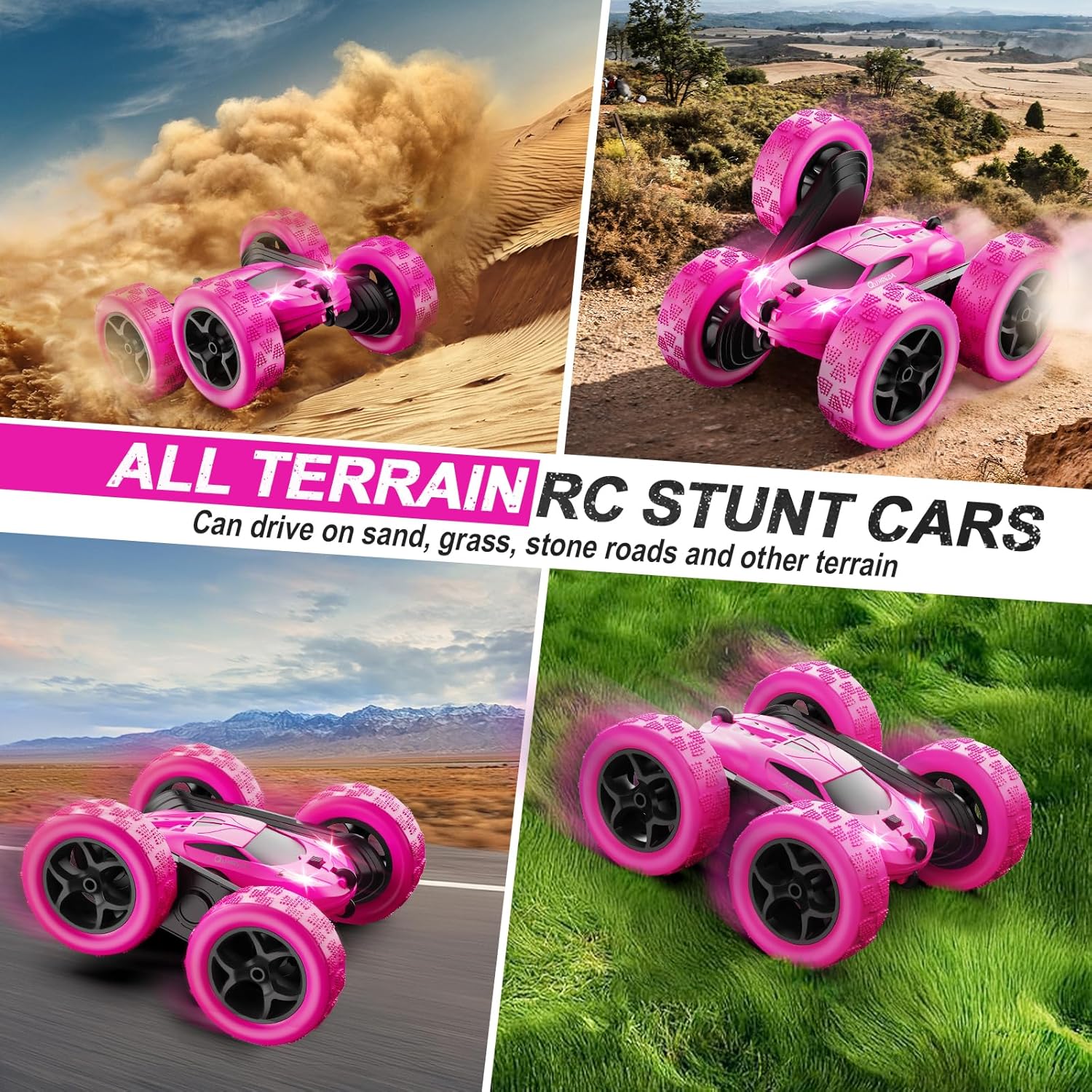 RC Auto 4WD Stuntauto | Afstandsbediening Auto met LED & 360° Flips | USB-C Oplaadbare Baterijen | Cadeau 6-12 Jaar
